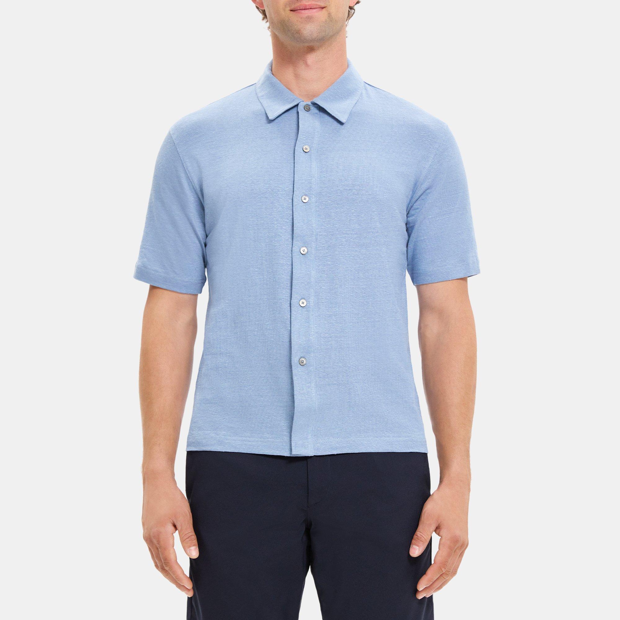 Theory Short-Sleeve Polo in Linen Jersey