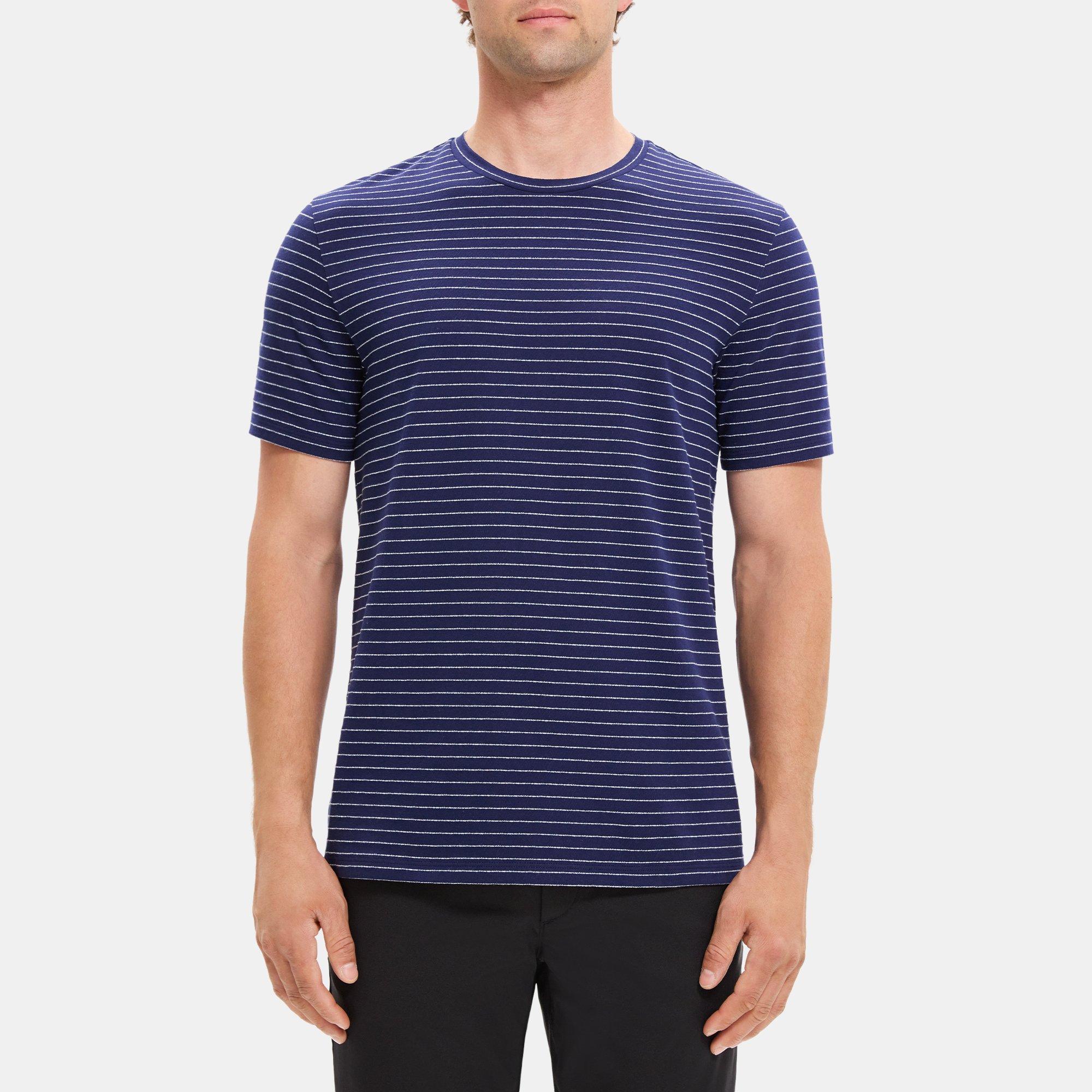 Theory Clean Short-Sleeve Tee in Striped Cotton