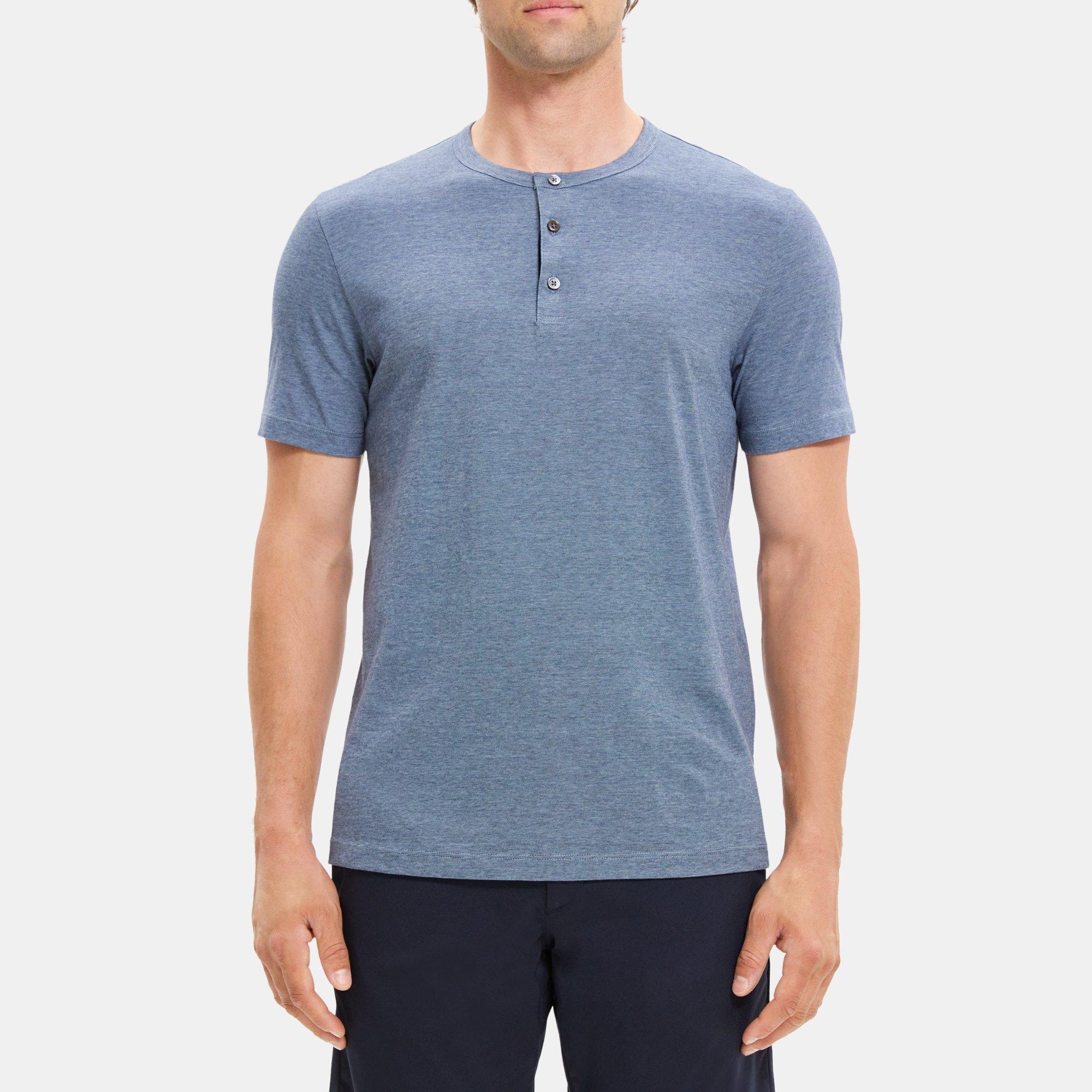 Theory Henley Short-Sleeve Tee in Cotton