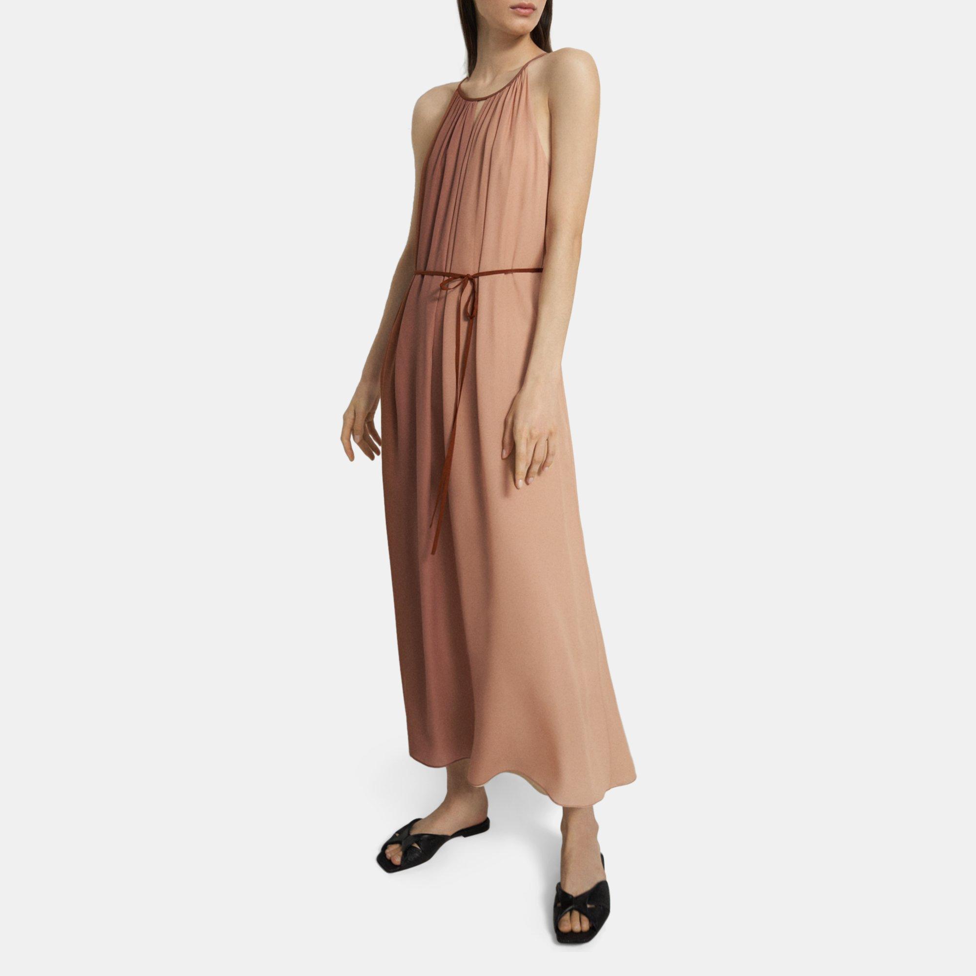 Theory Halter Maxi Dress in Dip-Dye Crepe