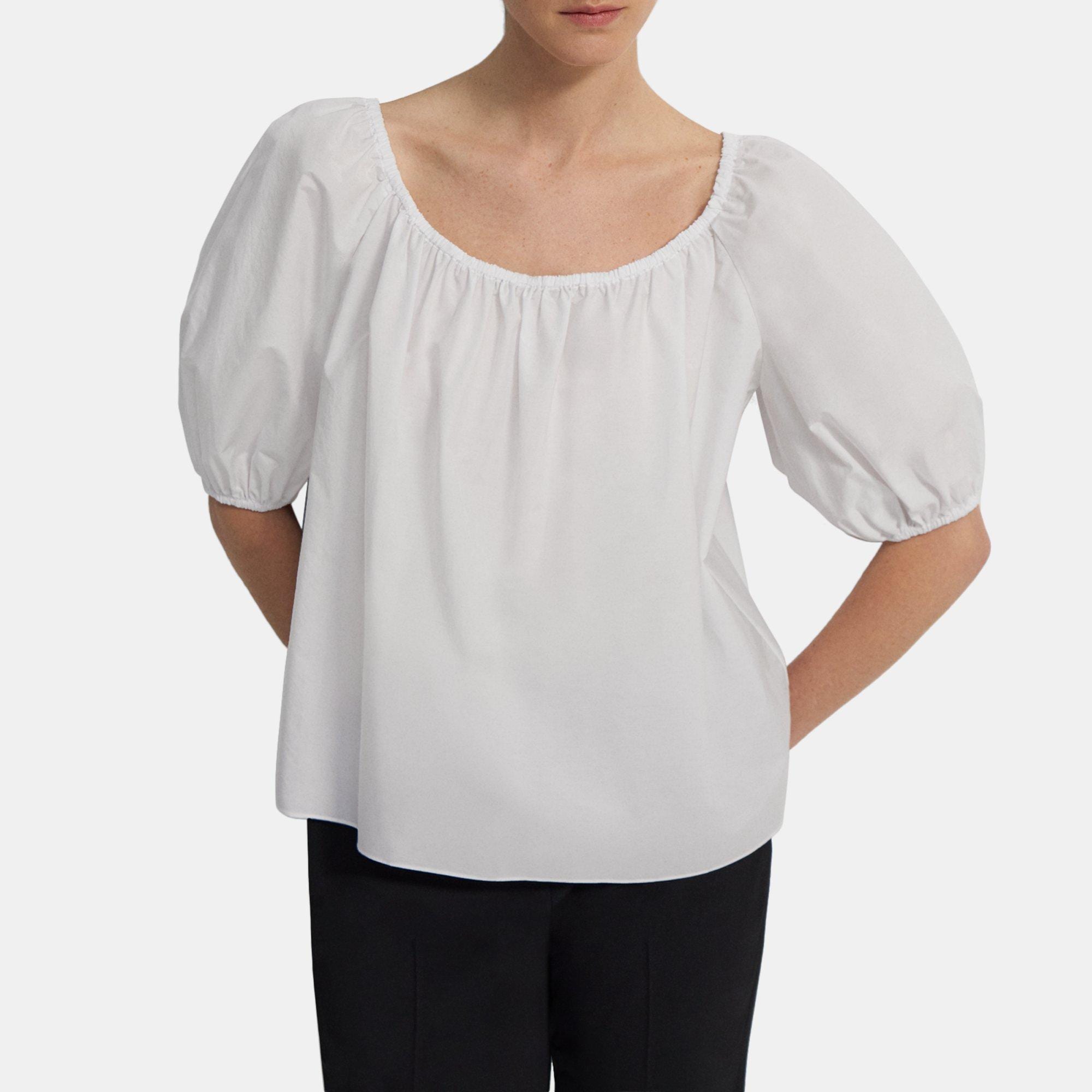 Theory Scoop Neck Top in Cotton Blend