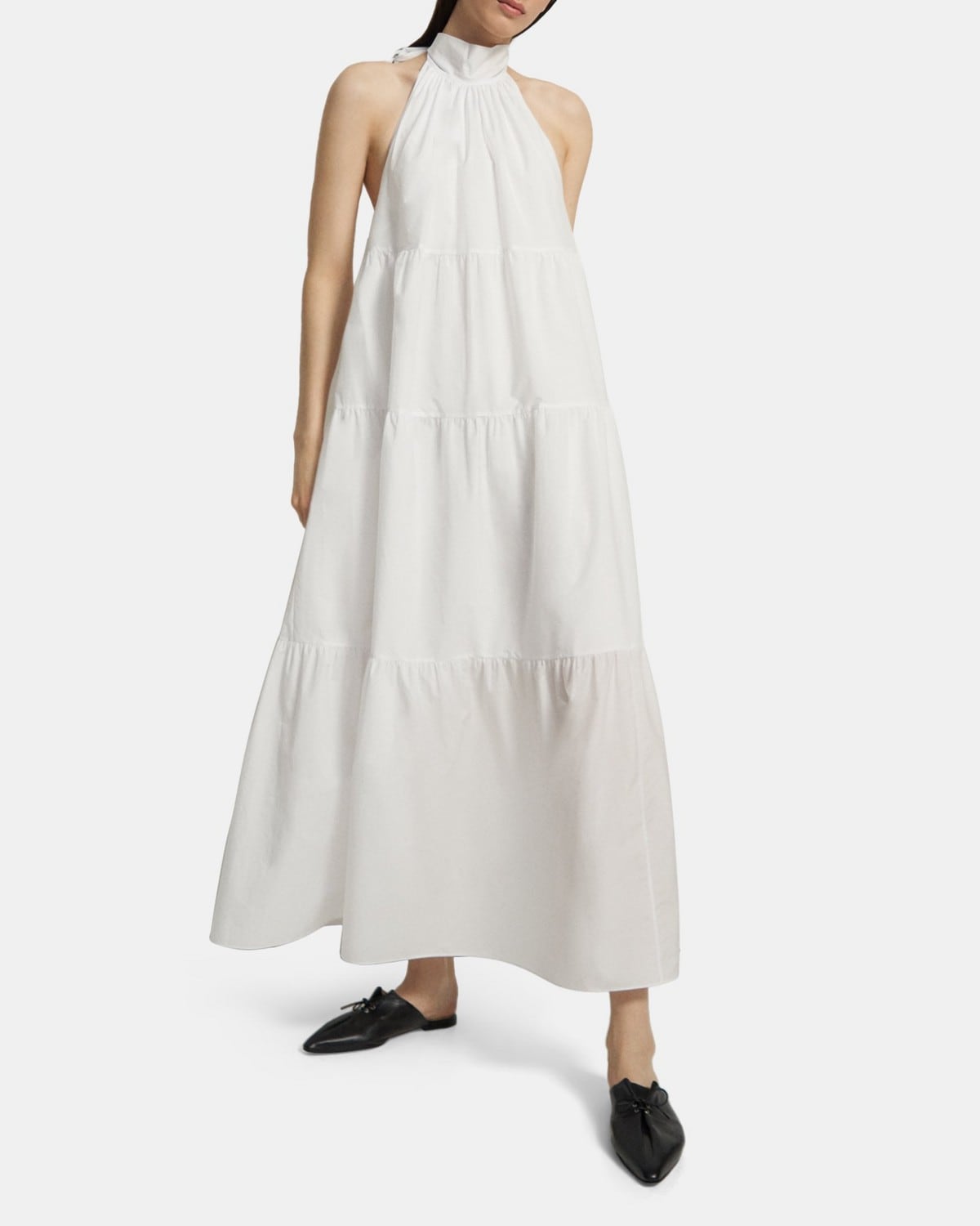 white halter maxi dress
