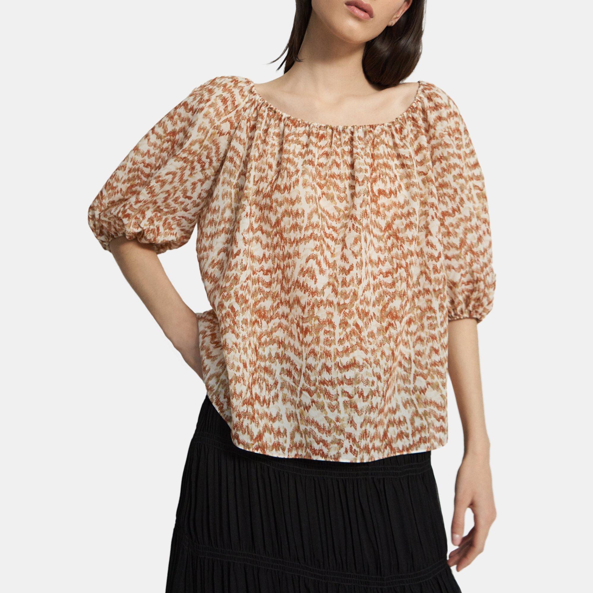 Theory Scoop Neck Top in Printed Poly