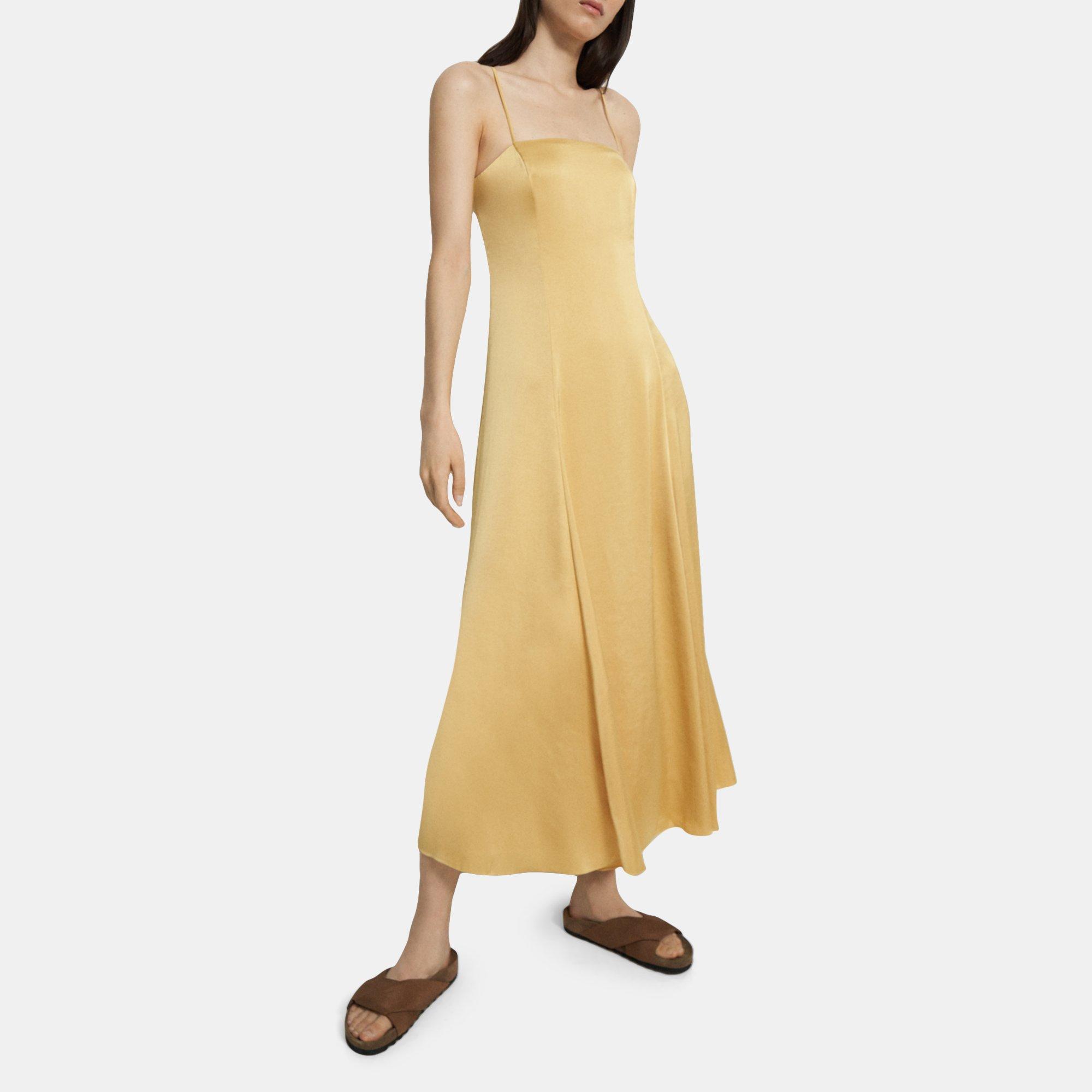 띠어리 Theory Cami Midi Dress in Crushed Satin,SUN