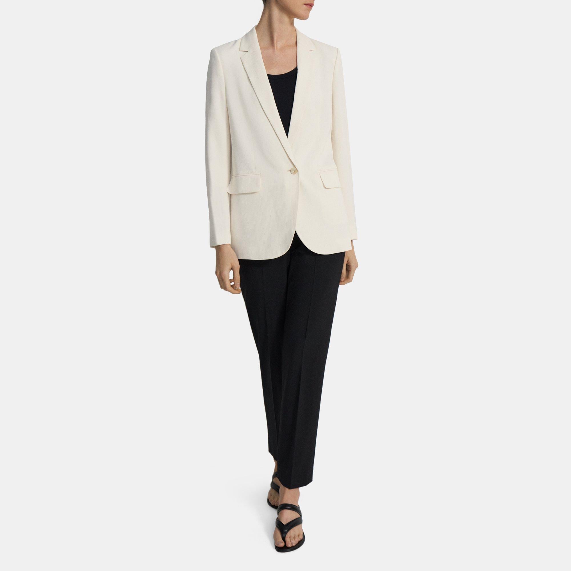 White Striped Admiral Crepe Casual Blazer | Theory