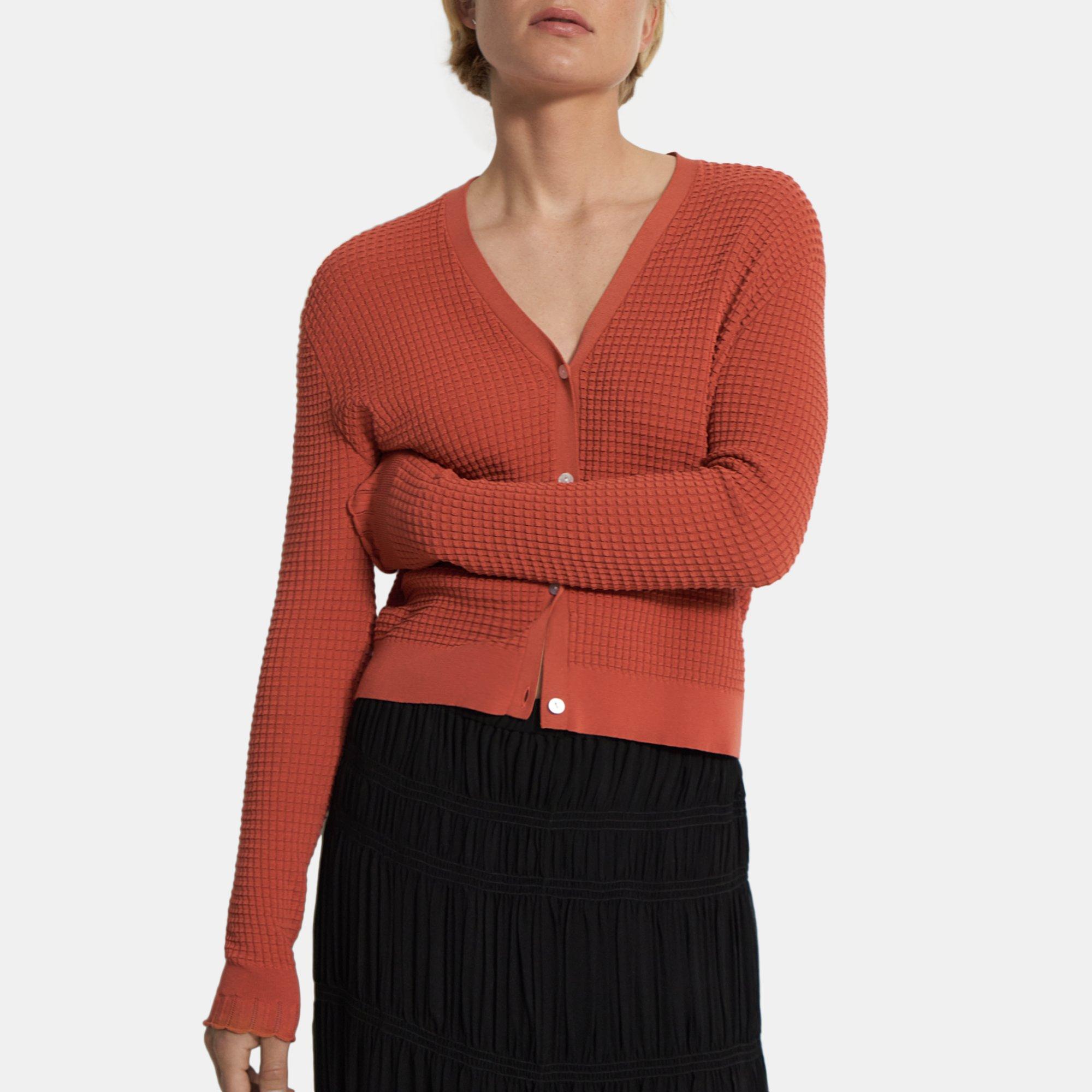 Cotton Blend V Neck Cardigan Theory Outlet