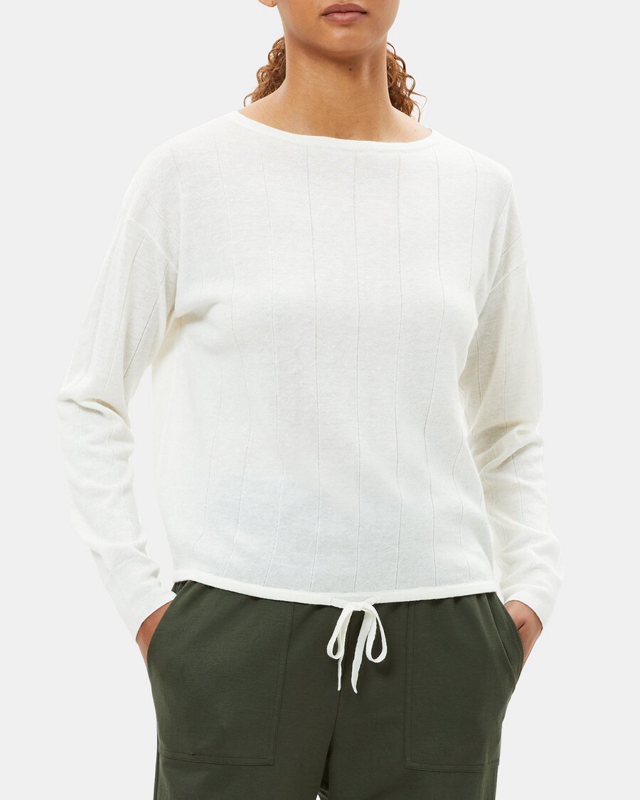 Wool-Linen Drawstring Sweater | Theory Outlet