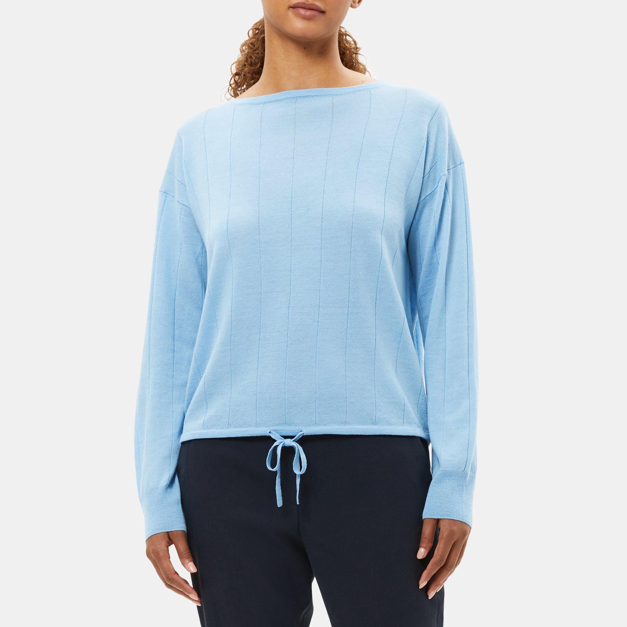 Theory Drawstring Sweater in Wool-Linen
