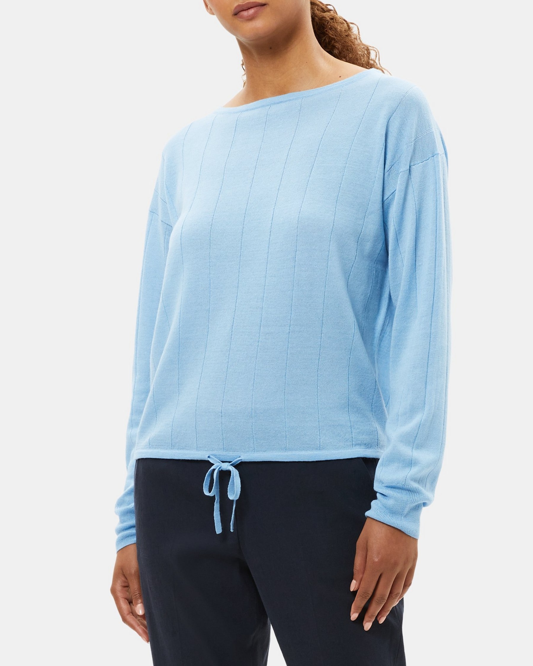 Drawstring Sweater in Wool-Linen