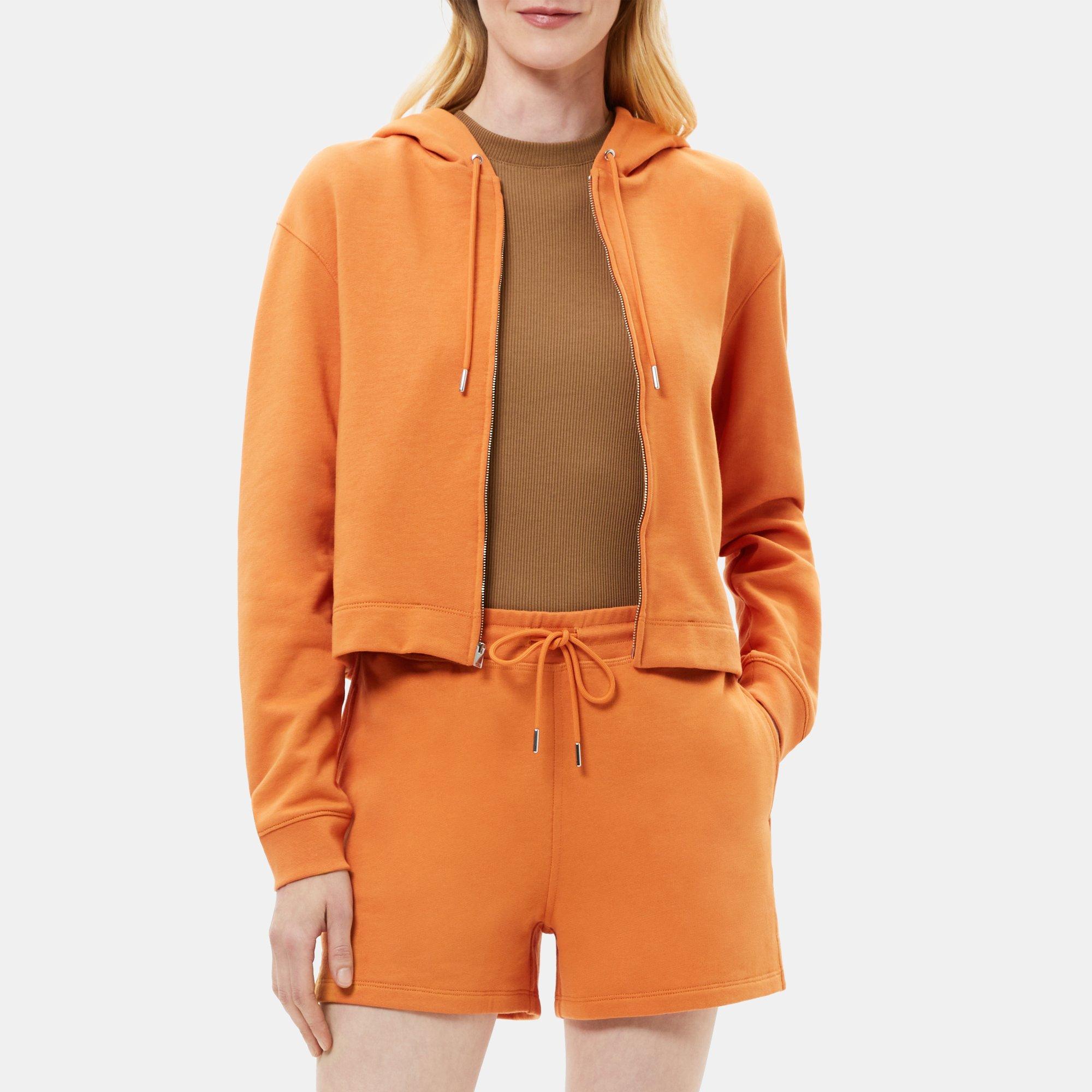 Orange cropped best sale zip up hoodie