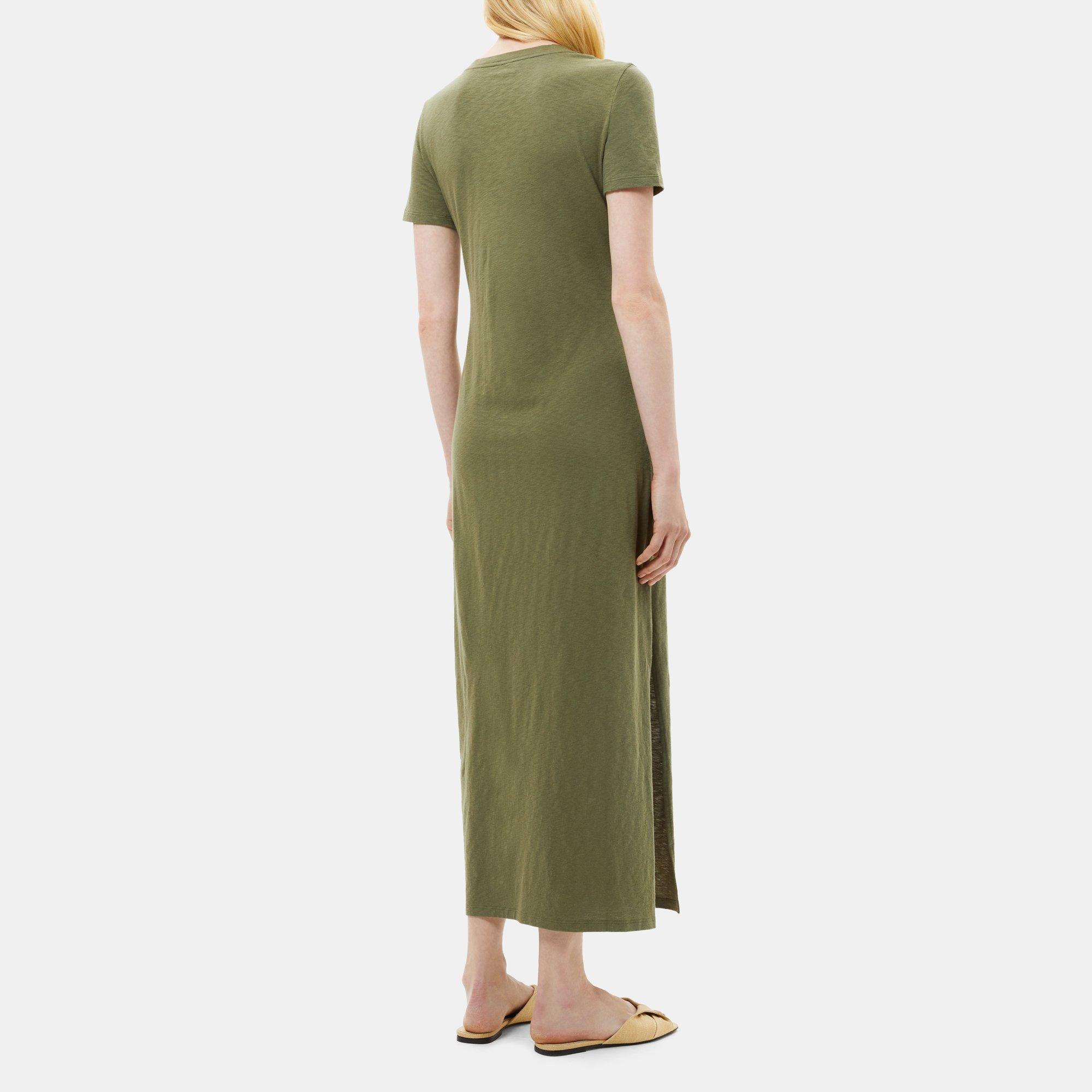 Slub Cotton Henley Maxi Dress Theory Outlet