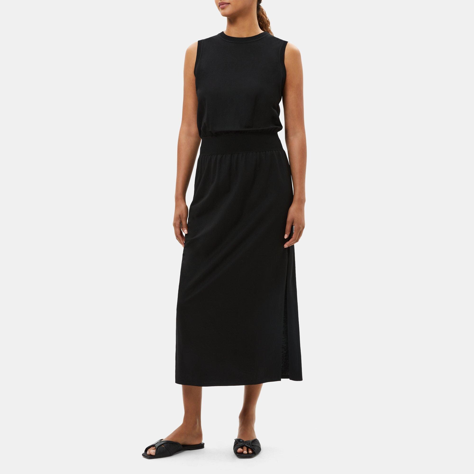 Drapey Piqué Sleeveless Dress | Theory Outlet