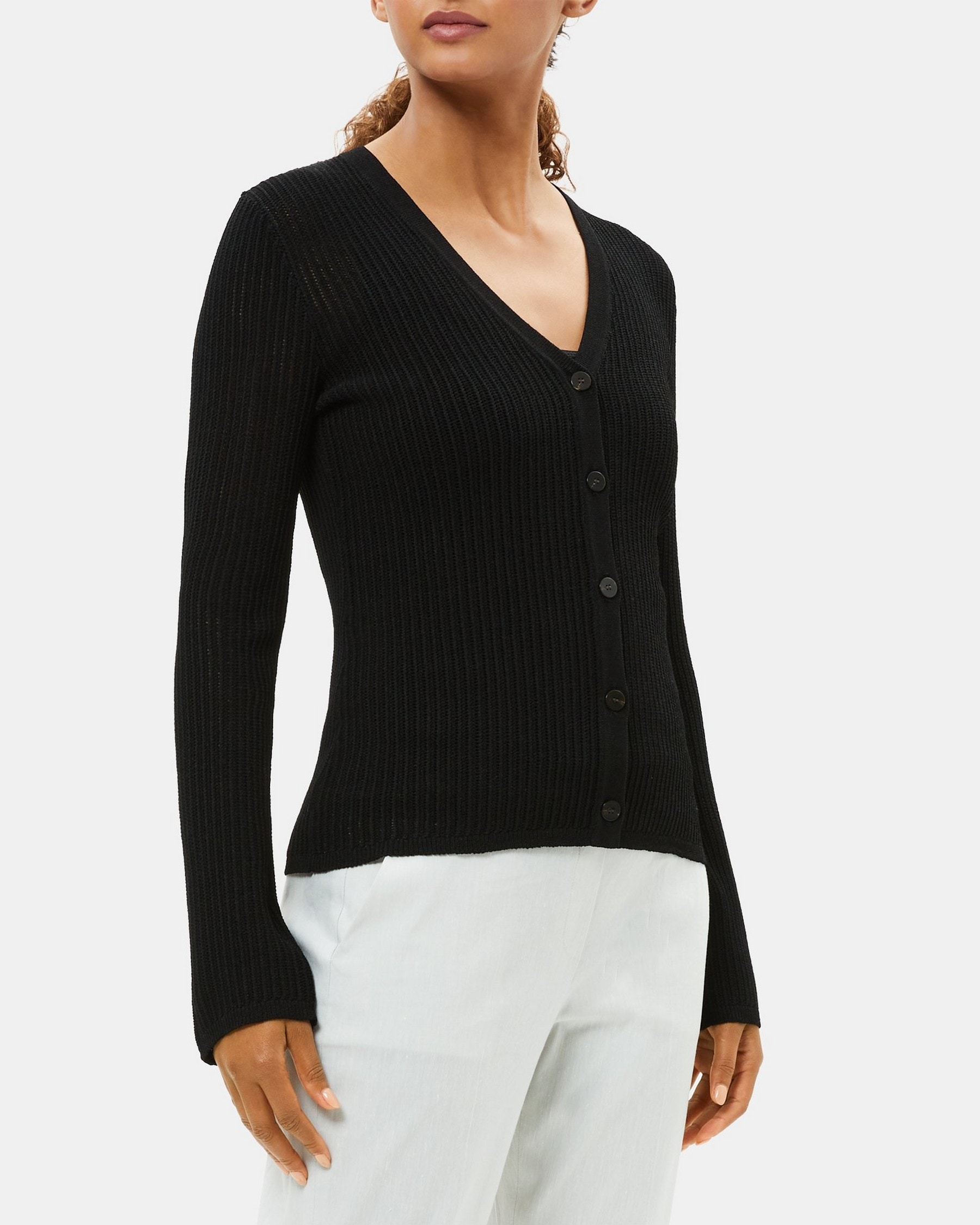Crepe Knit Slim Cardigan | Theory Outlet