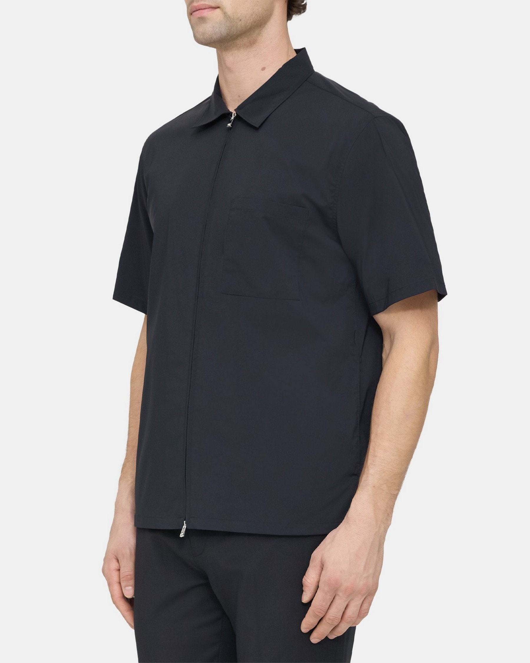 Recycled Nylon Camp Collar Short-Sleeve Shirt | Theory Outlet