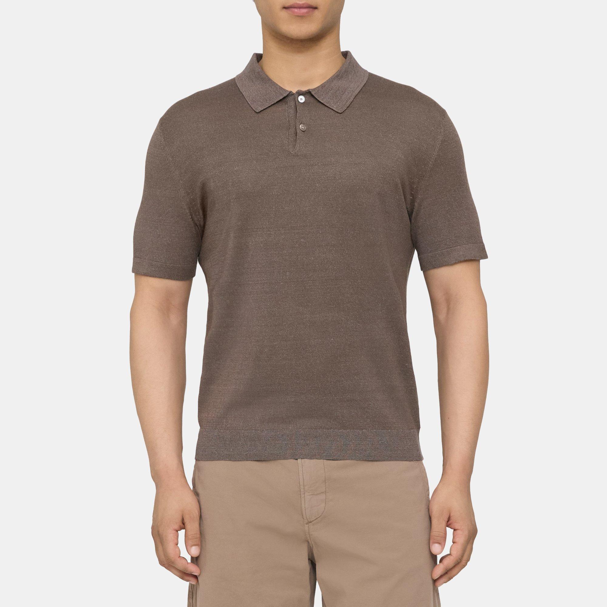 | Theory Shirt Linen-Blend Polo Outlet