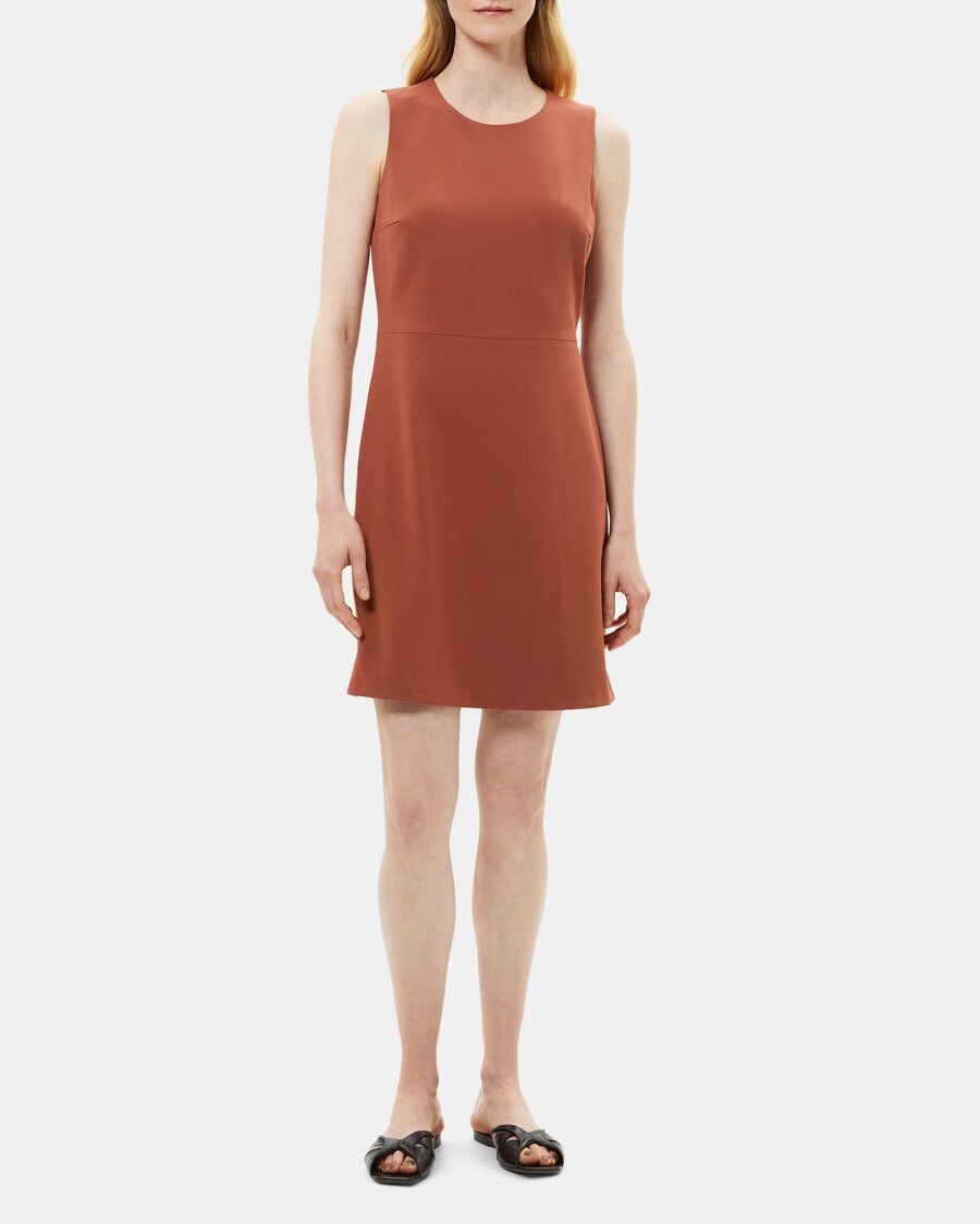 Crepe Sleeveless A-Line Dress | Theory Outlet