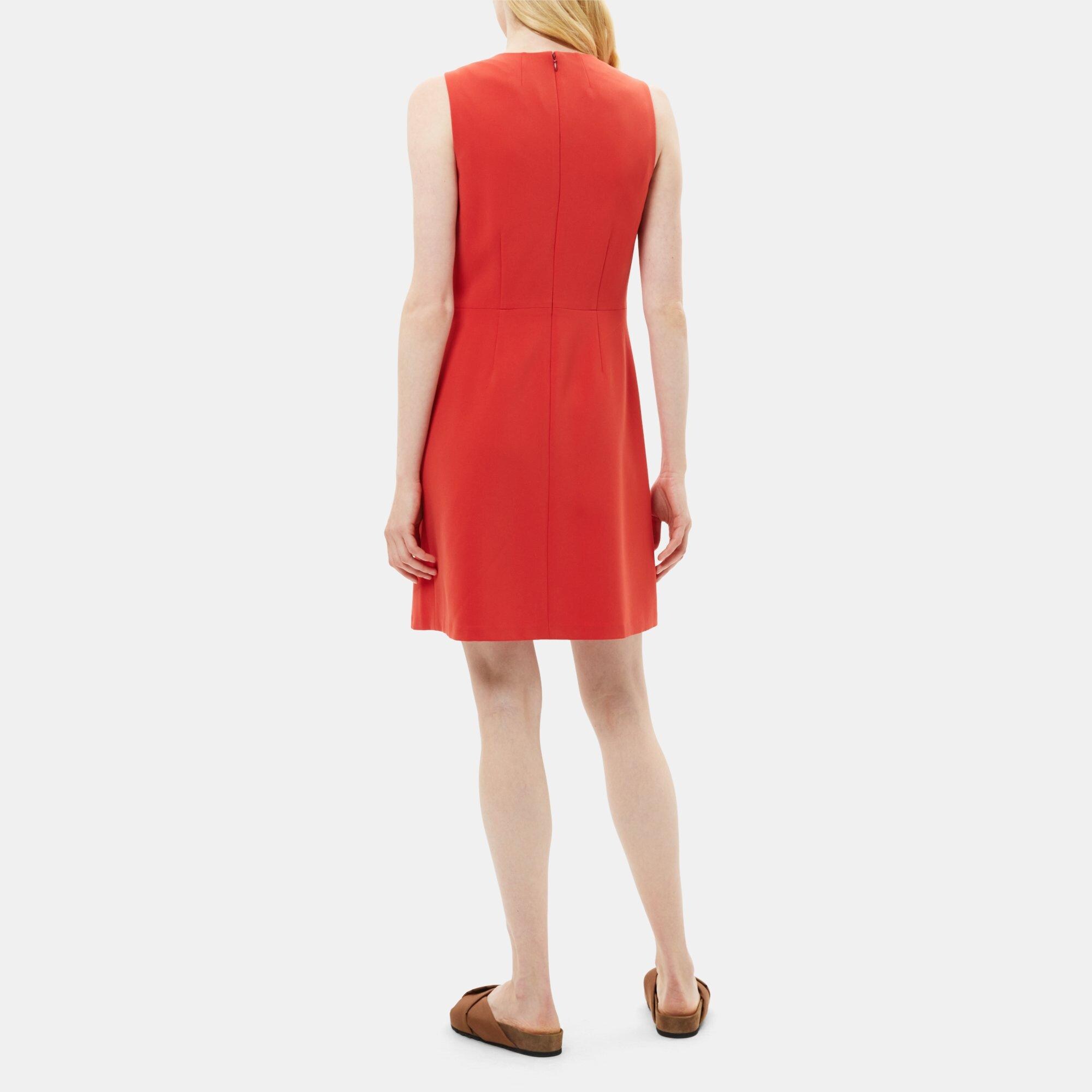 Buy Theory Neutral A-line Midi Dress in Crepe for Women in Kuwait