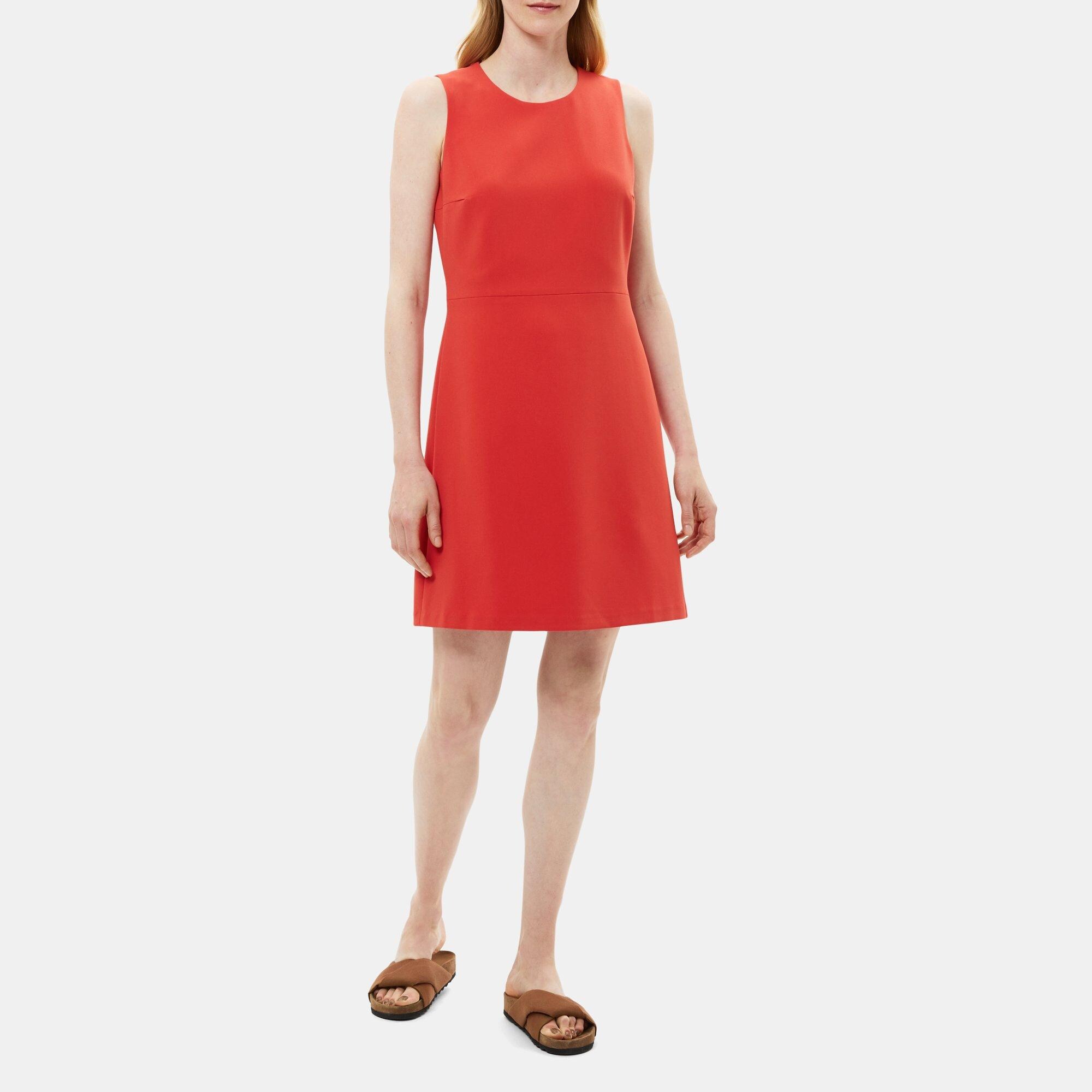 띠어리 Theory Sleeveless A-Line Dress in Crepe,POPPY