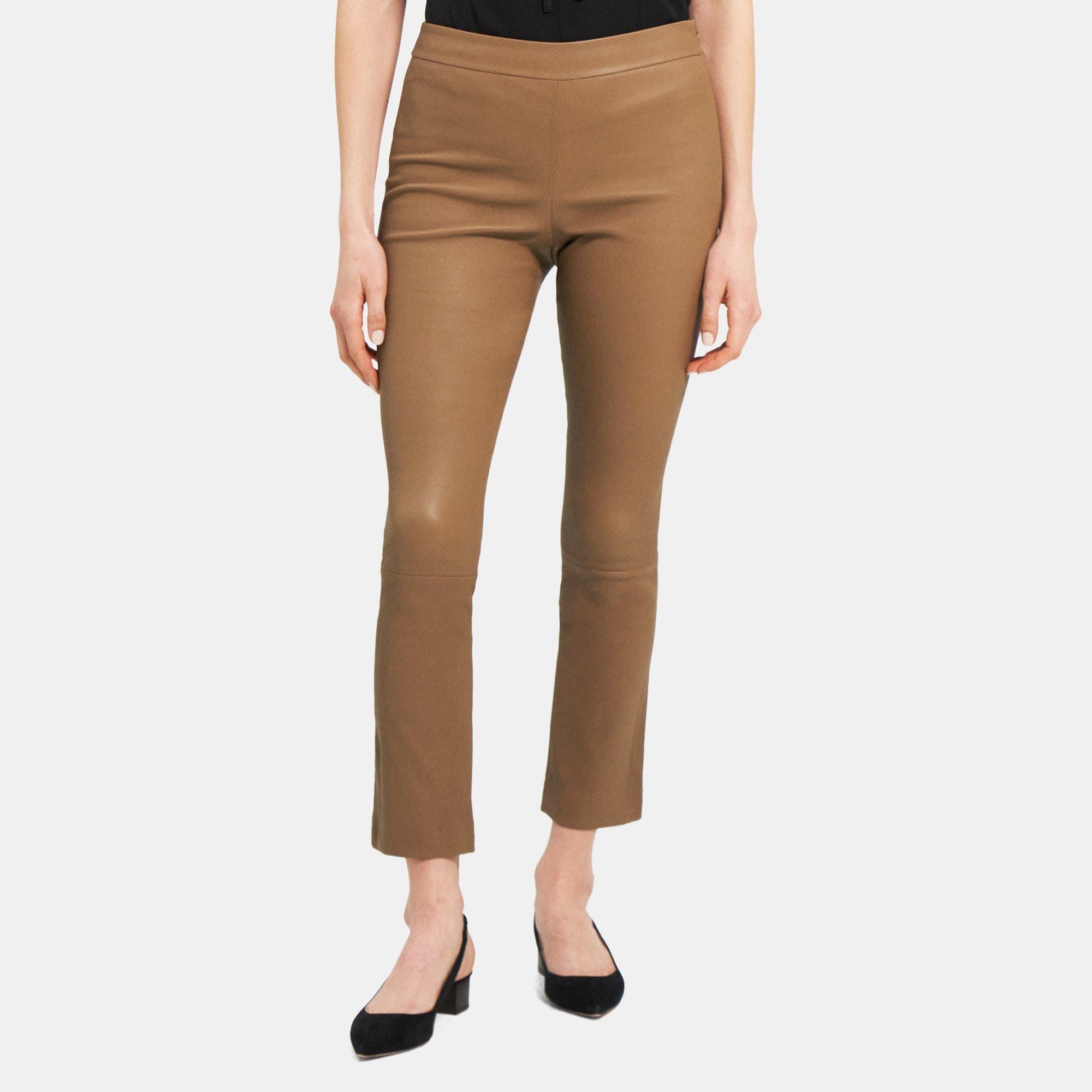 Brown Leather Slim Kick Pant