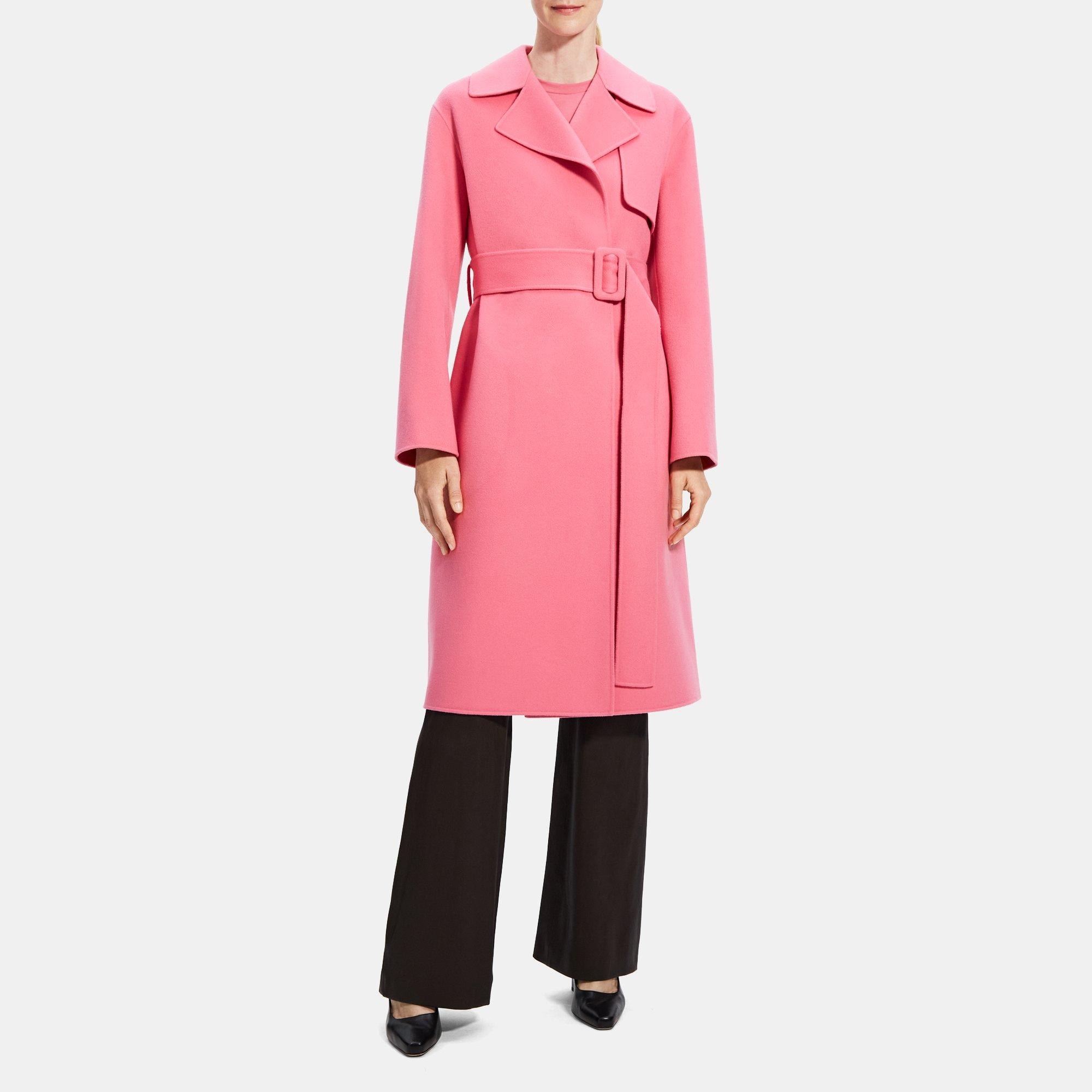 띠어리 Theory Wrap Trench Coat in Double-Face Wool-Cashmere,PINK ORCHID