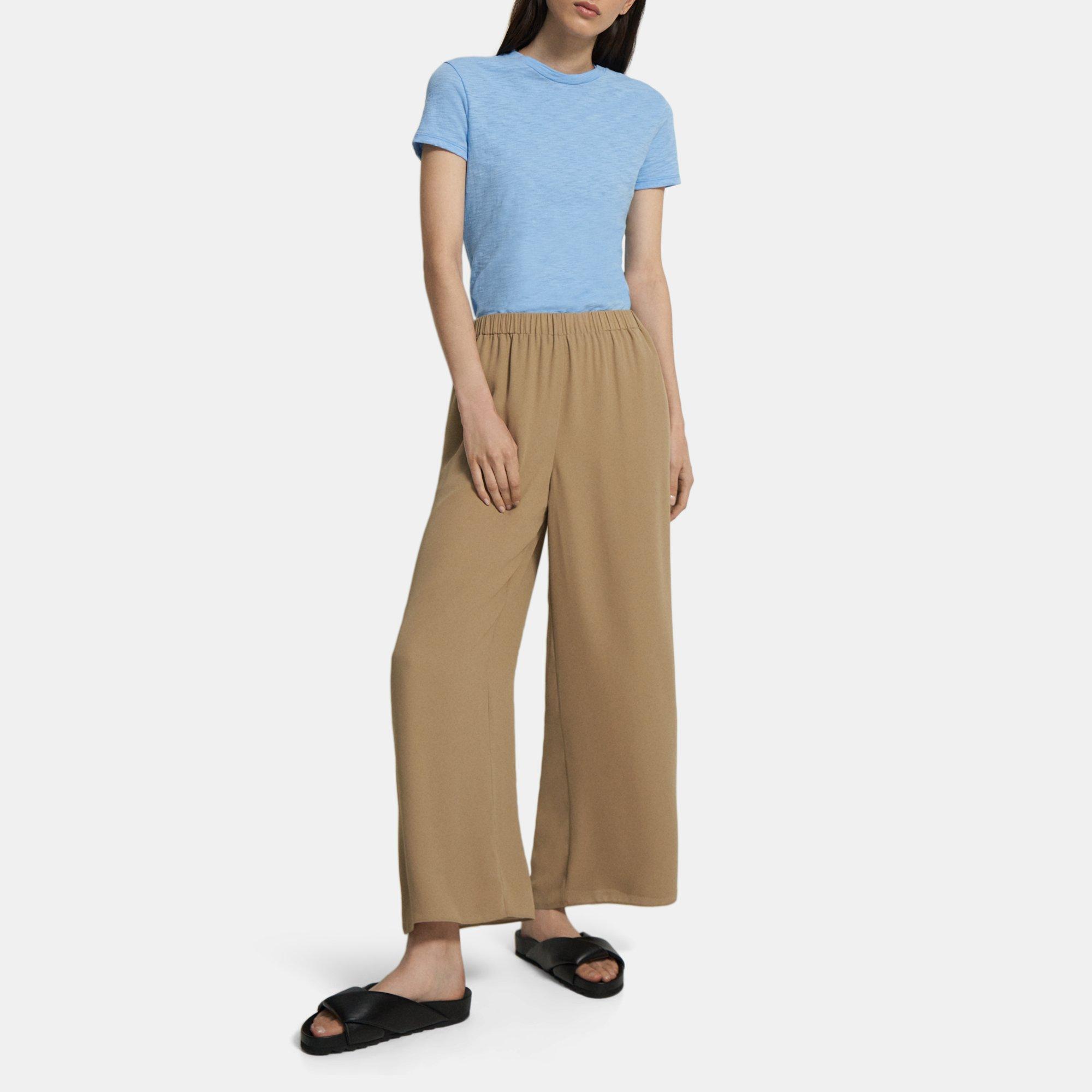 Recycled Georgette Easy Wide Pull-On Pant | Theory Outlet