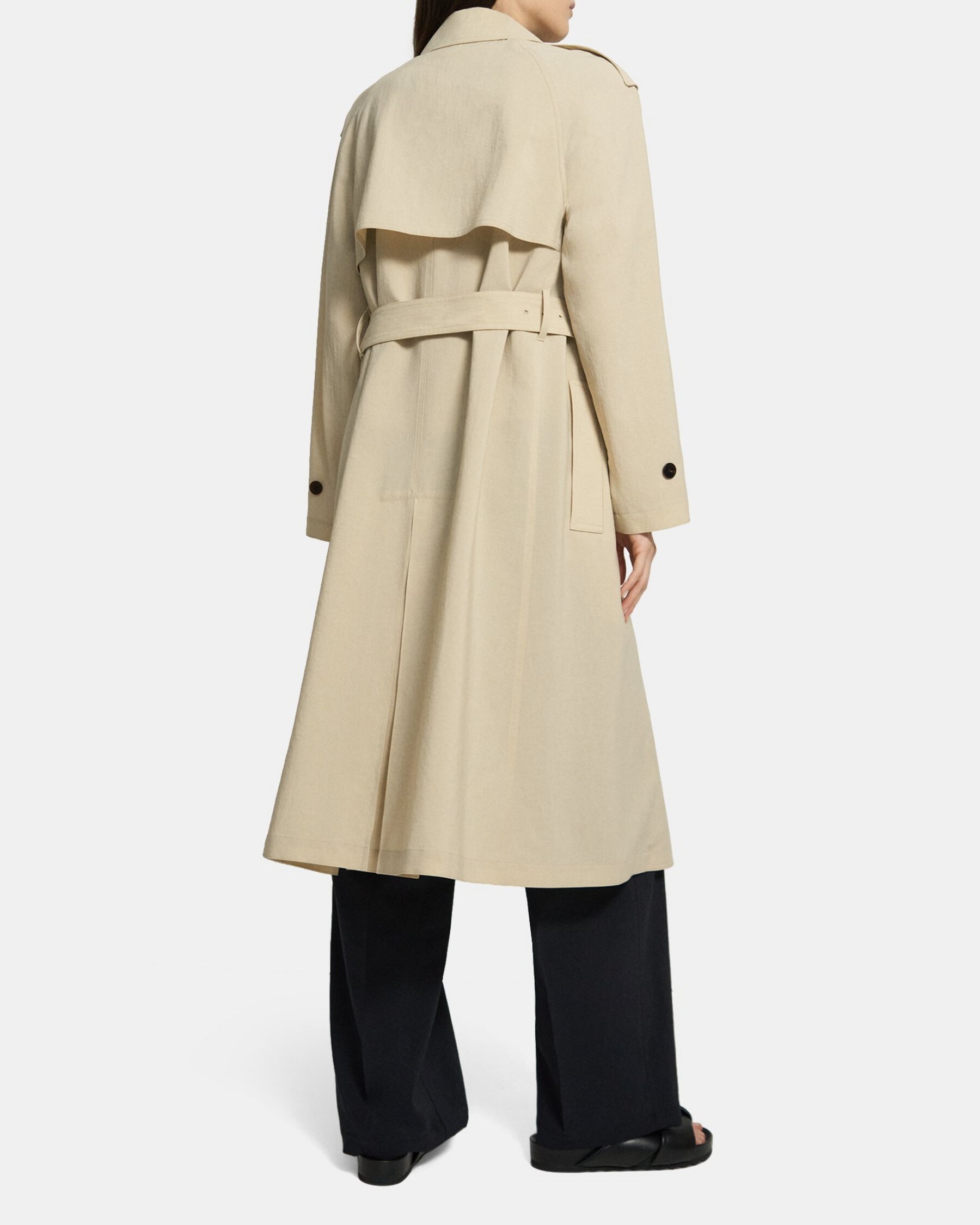 Belted Trench Coat in Crisp Poly