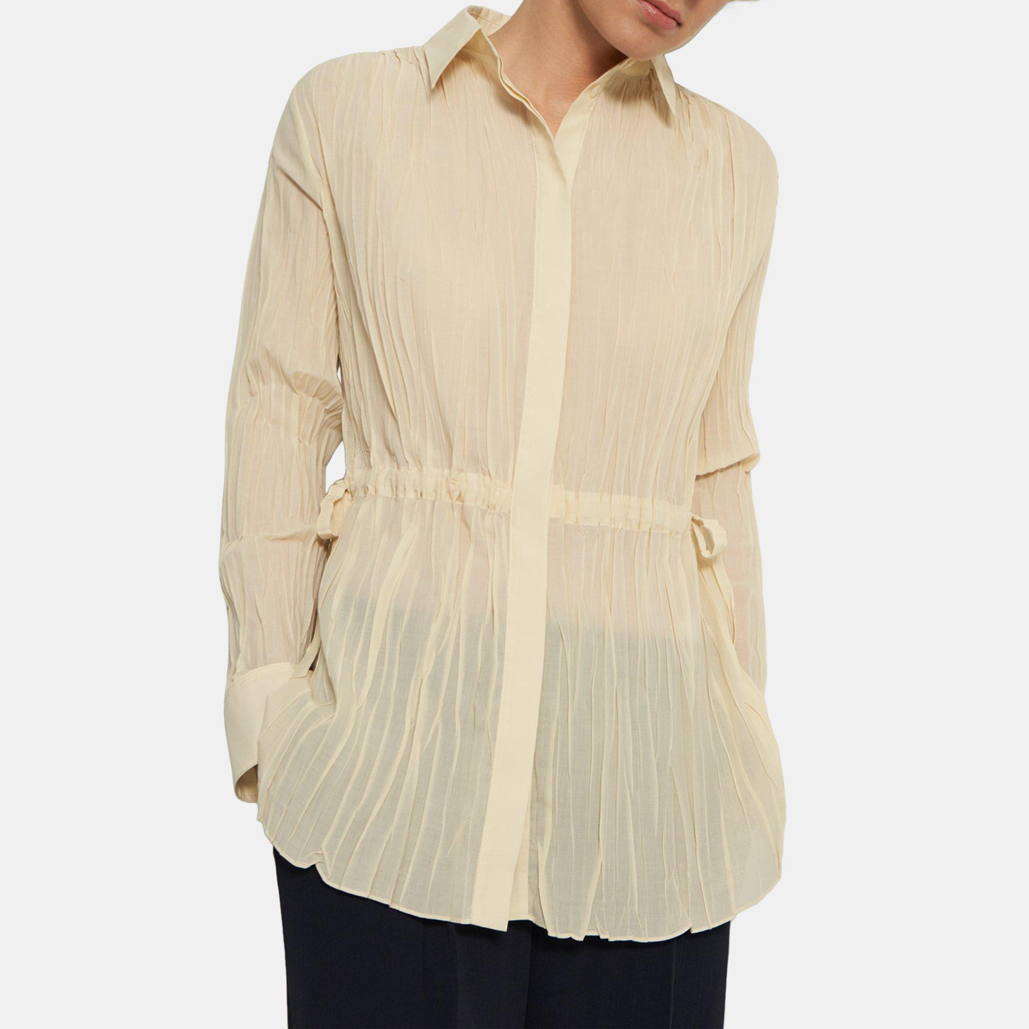 띠어리 Theory Pleated Shirt in Poly,CREAM