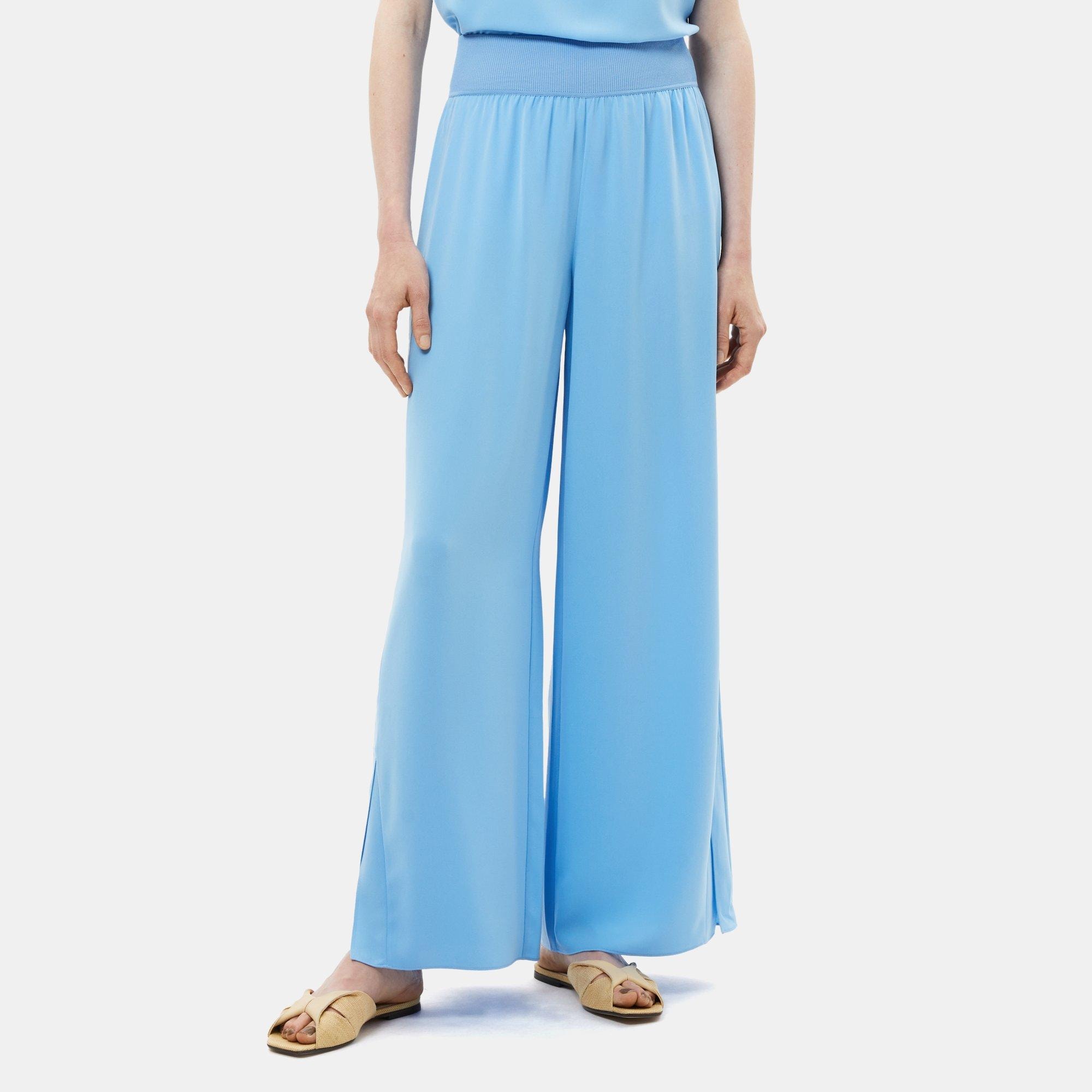 Theory Slit Wide-Leg Pant in Crepe
