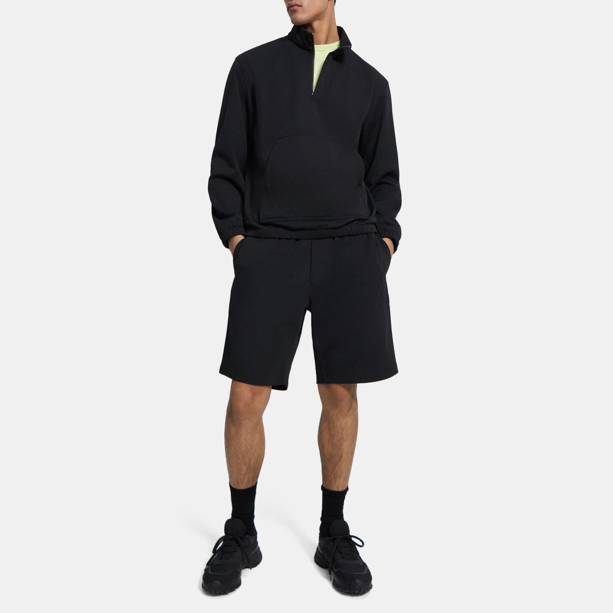 띠어리 Theory Half-Zip Sweater in Knit Blend,BLACK