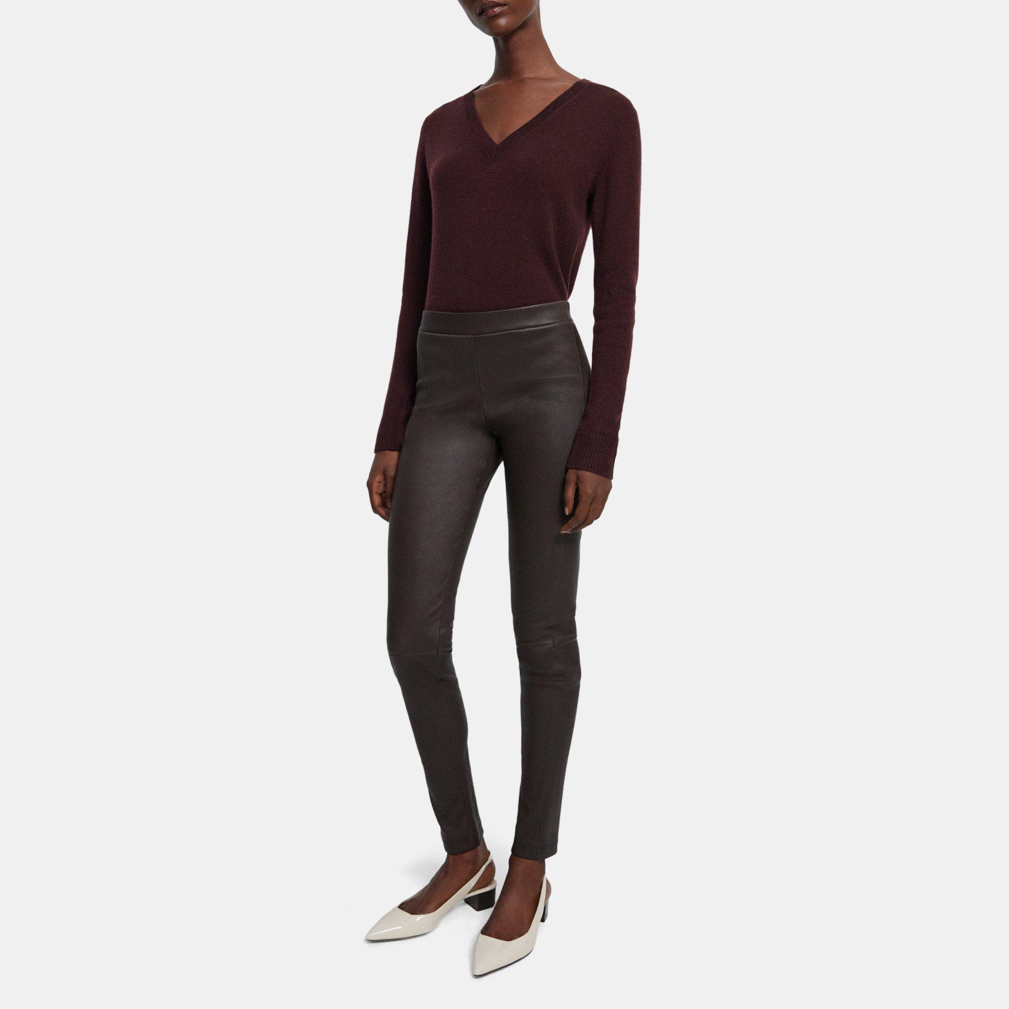 Brown Leather Skinny Legging