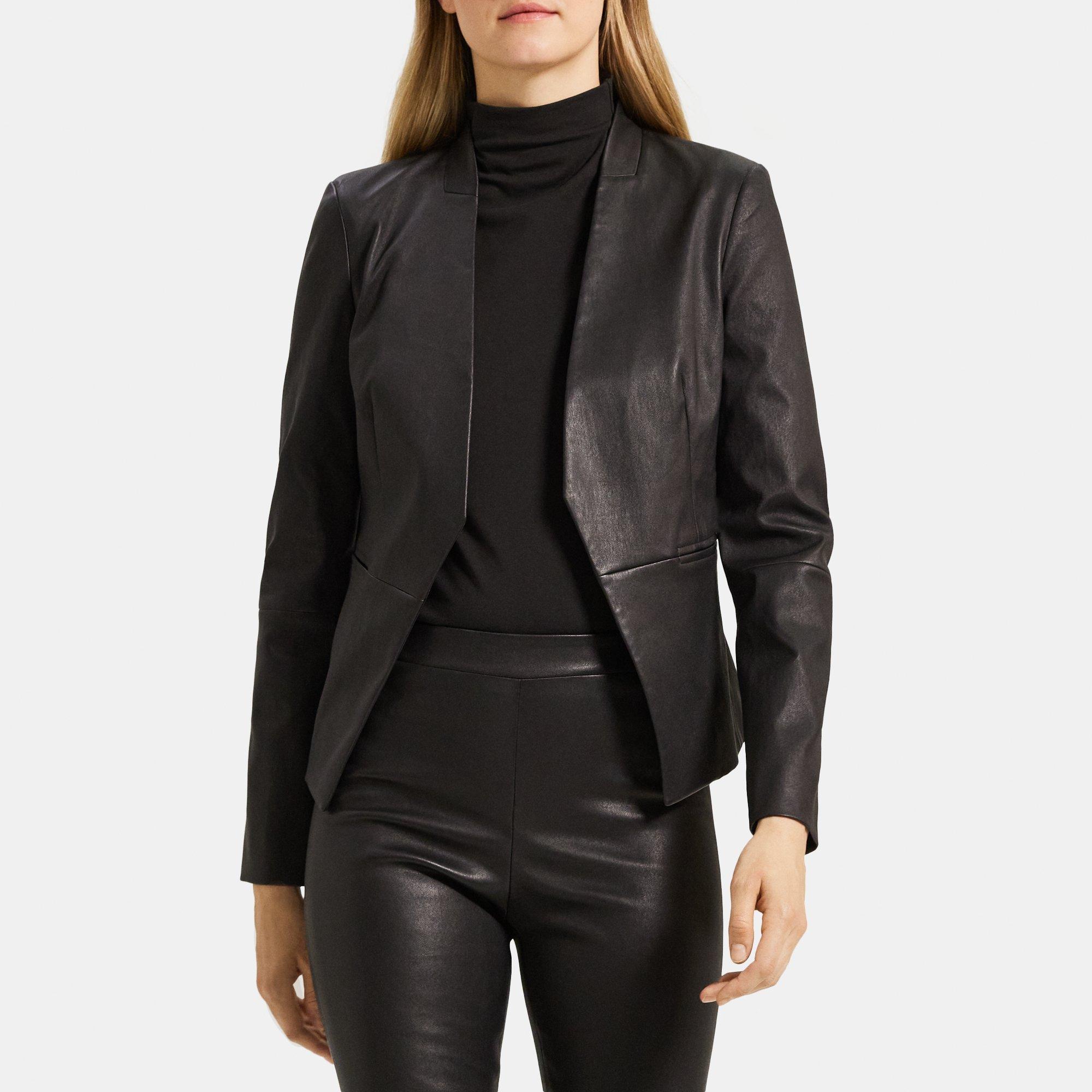 Theory Open Blazer in Leather