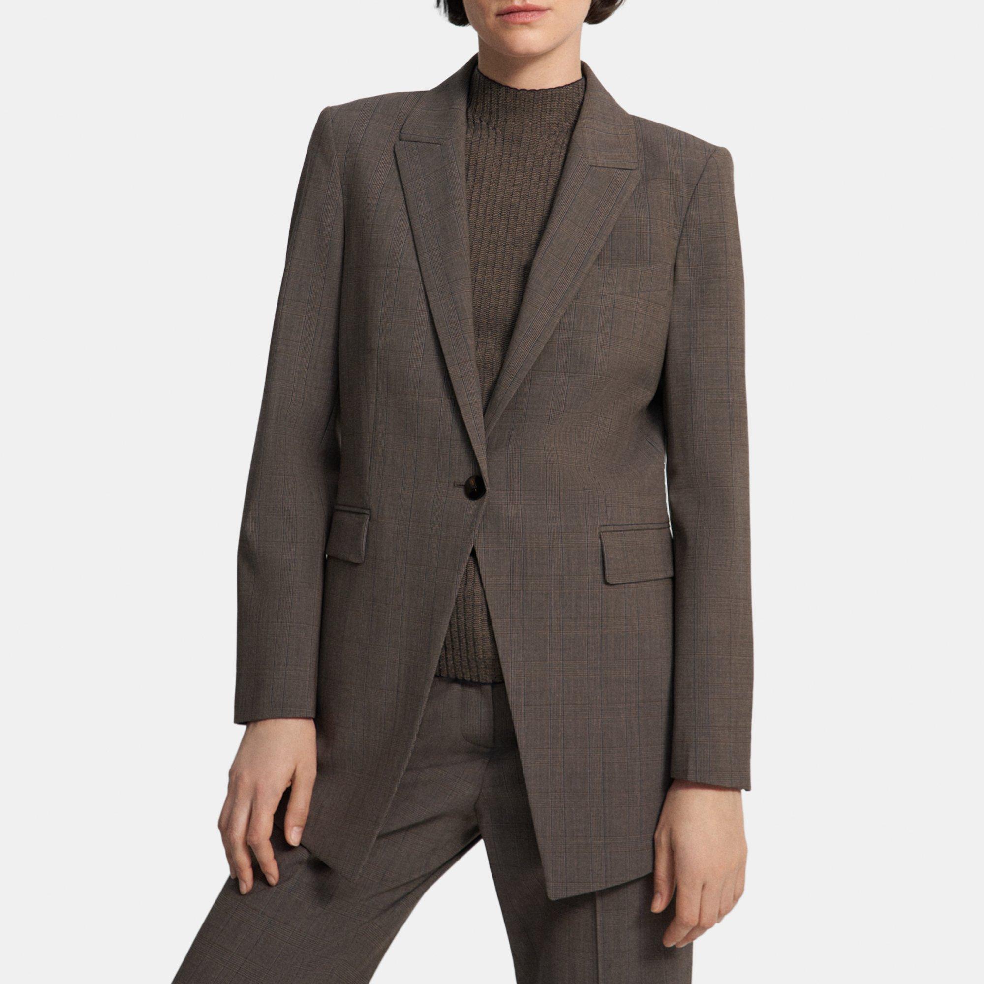 띠어리 Theory Single-Breasted Blazer in Plaid Stretch Wool,MULTI