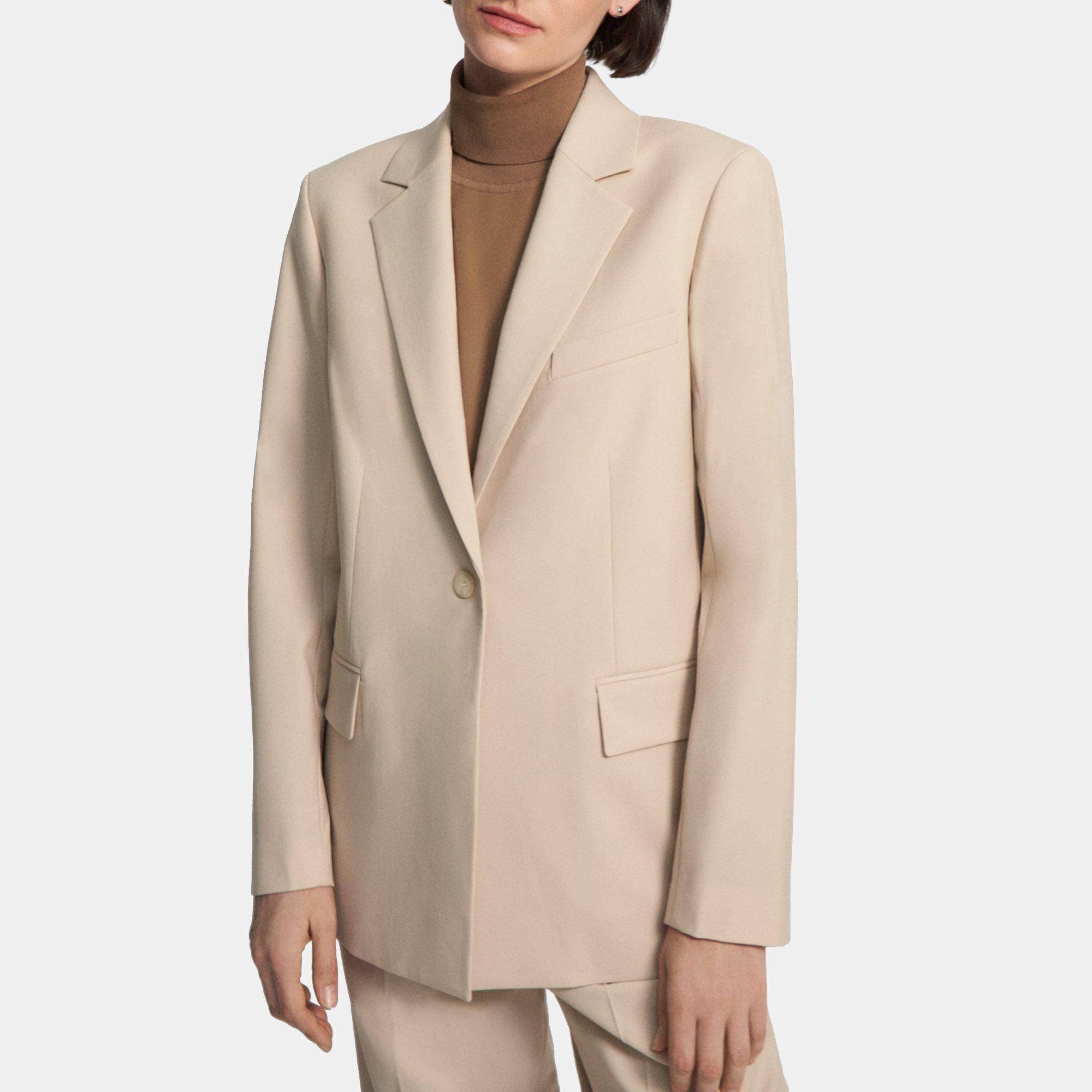 Theory Oversized Straight Blazer in Stretch Wool