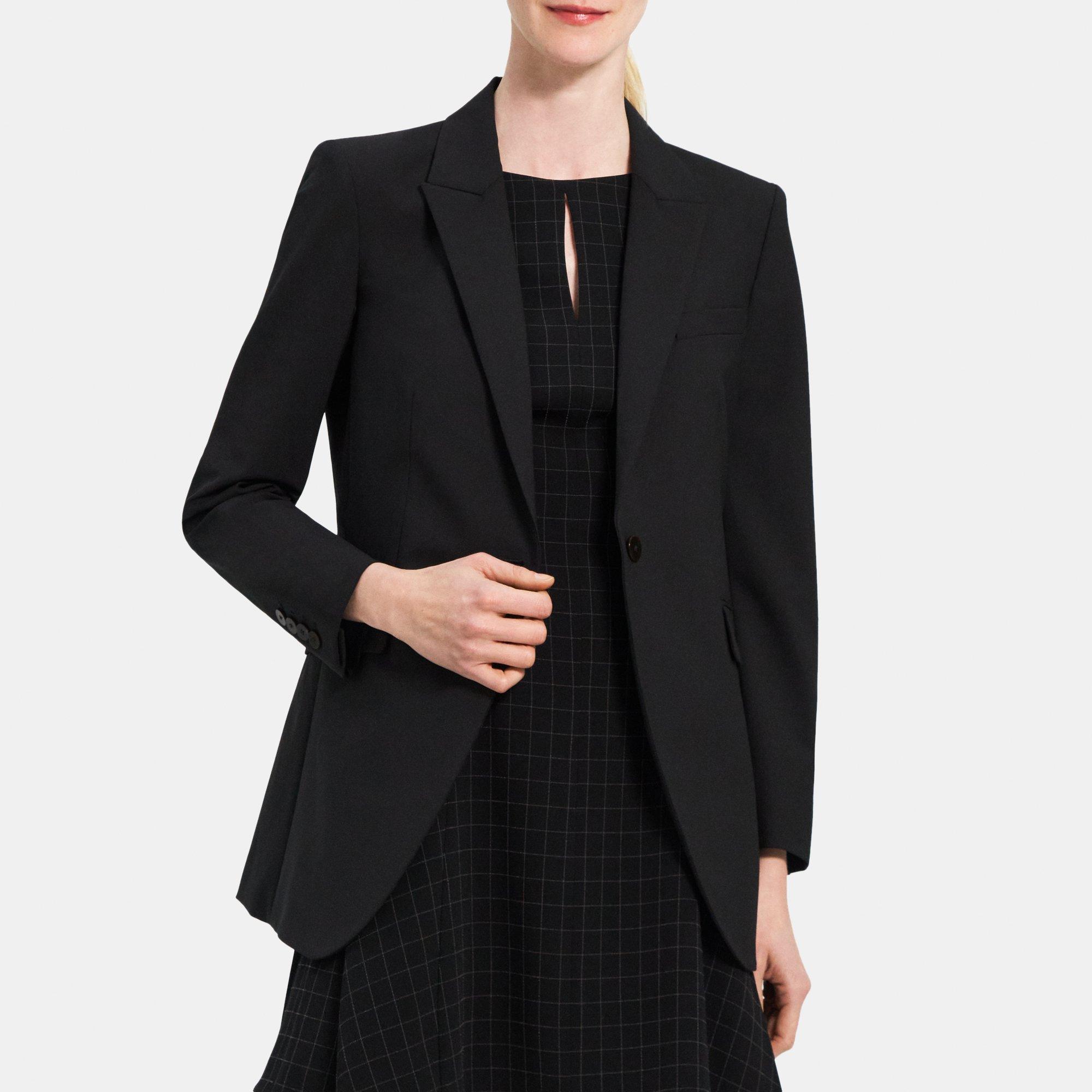 Theory Single-Breasted Blazer in Stretch Wool