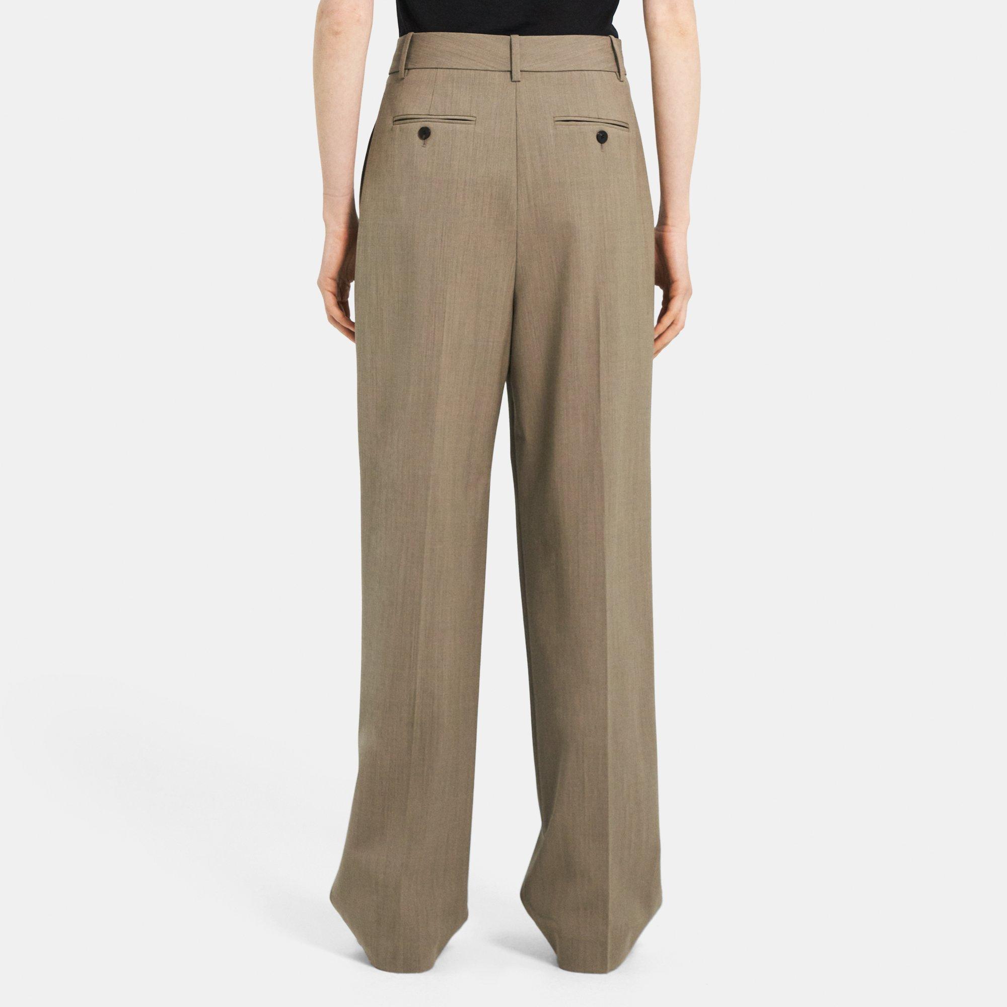 Pleated Wide-Leg Pant in Stretch Wool