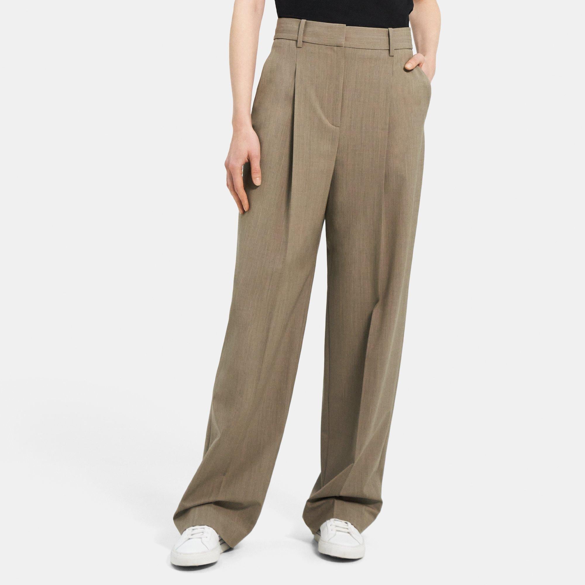 Pleated Wide-Leg Pant in Stretch Wool