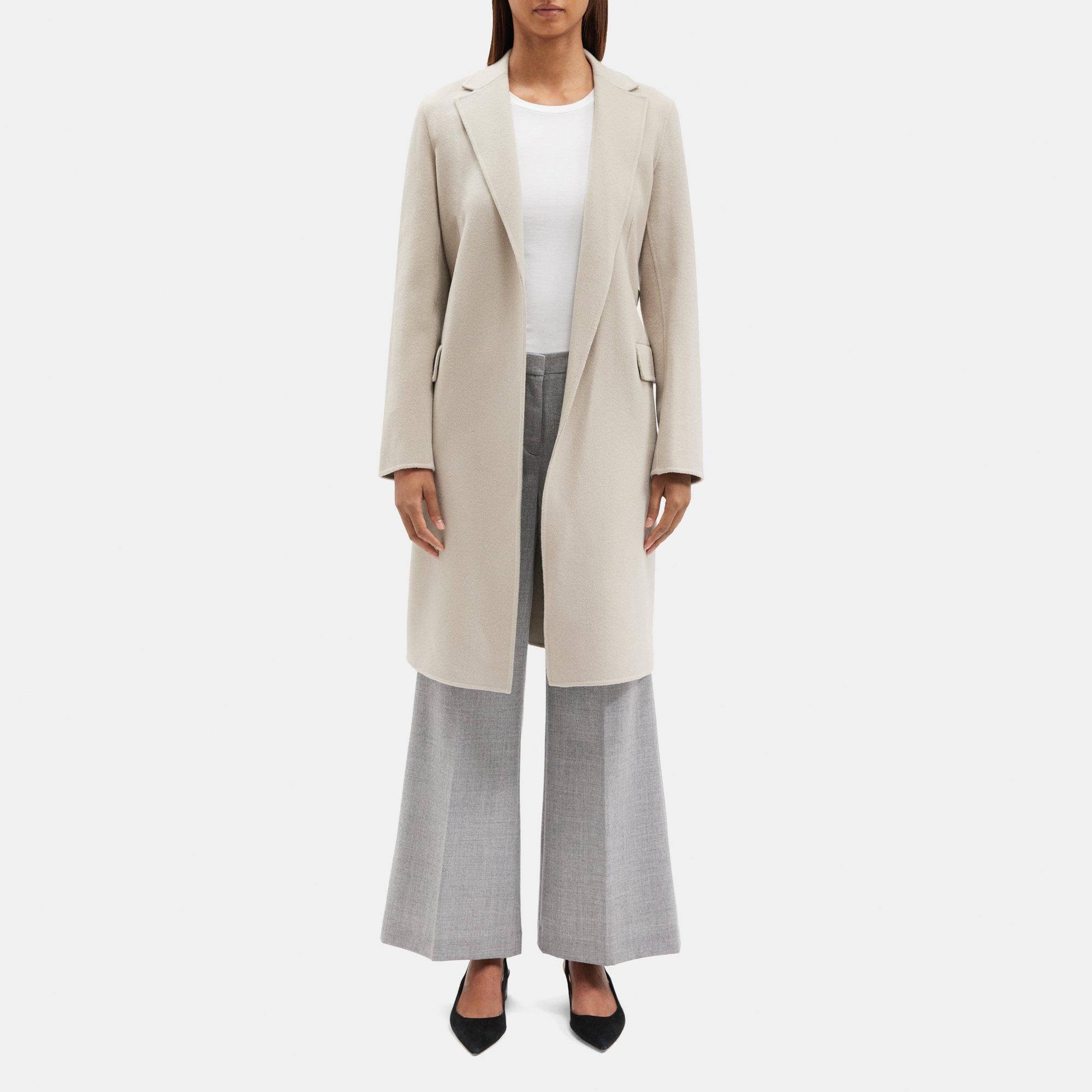 Grey Double-Face Wool-Cashmere Wrap Coat