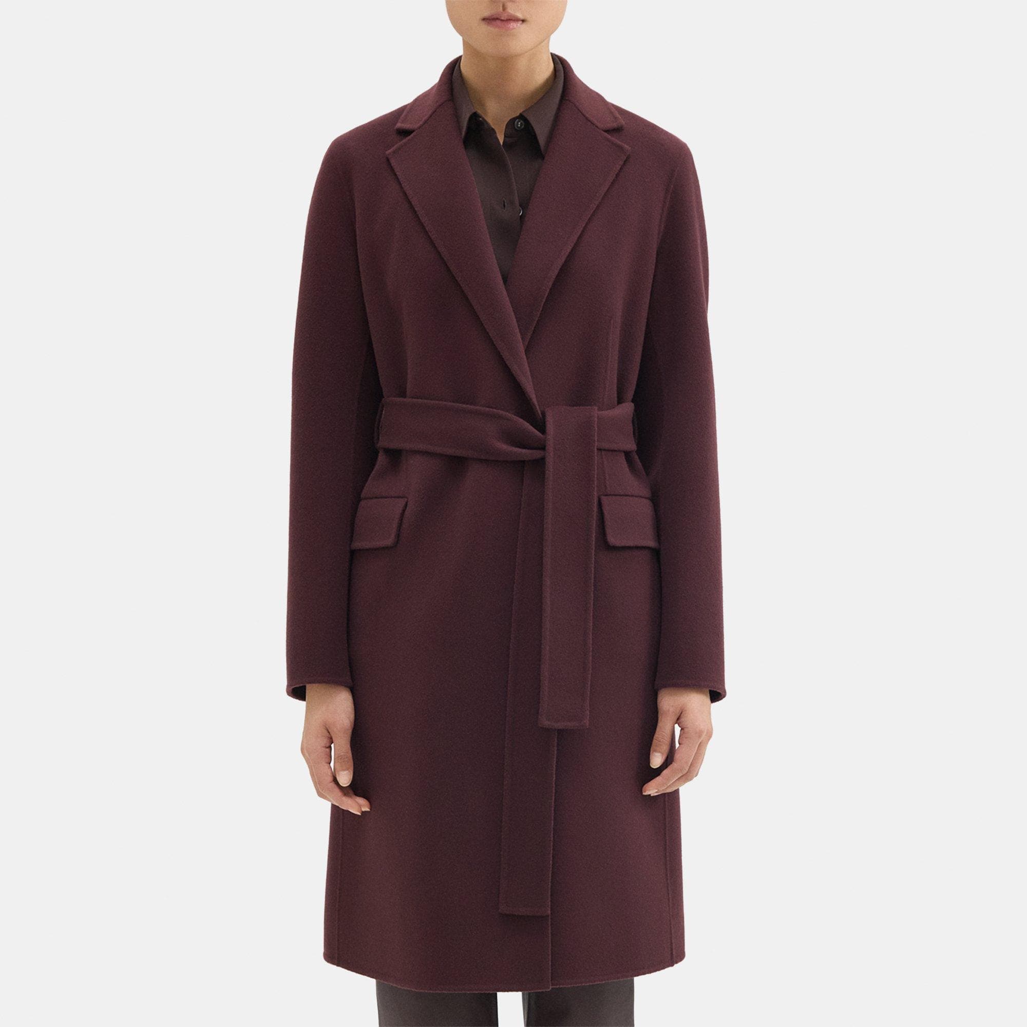 Double face wool blend cheap wrap coat