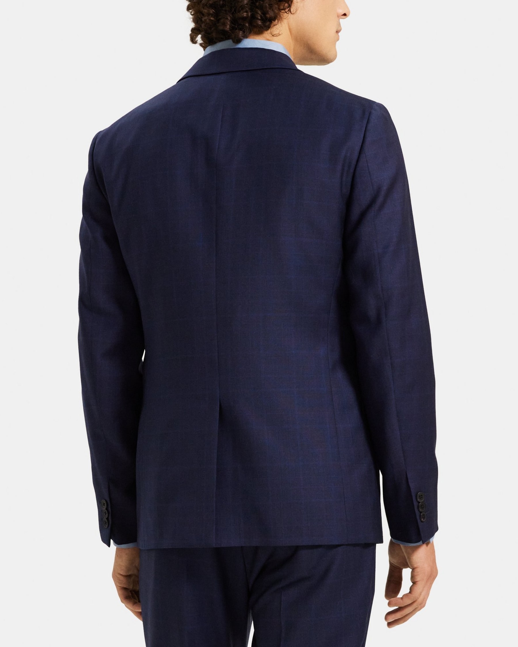 Unstructured Suit Jacket in Plaid Wool