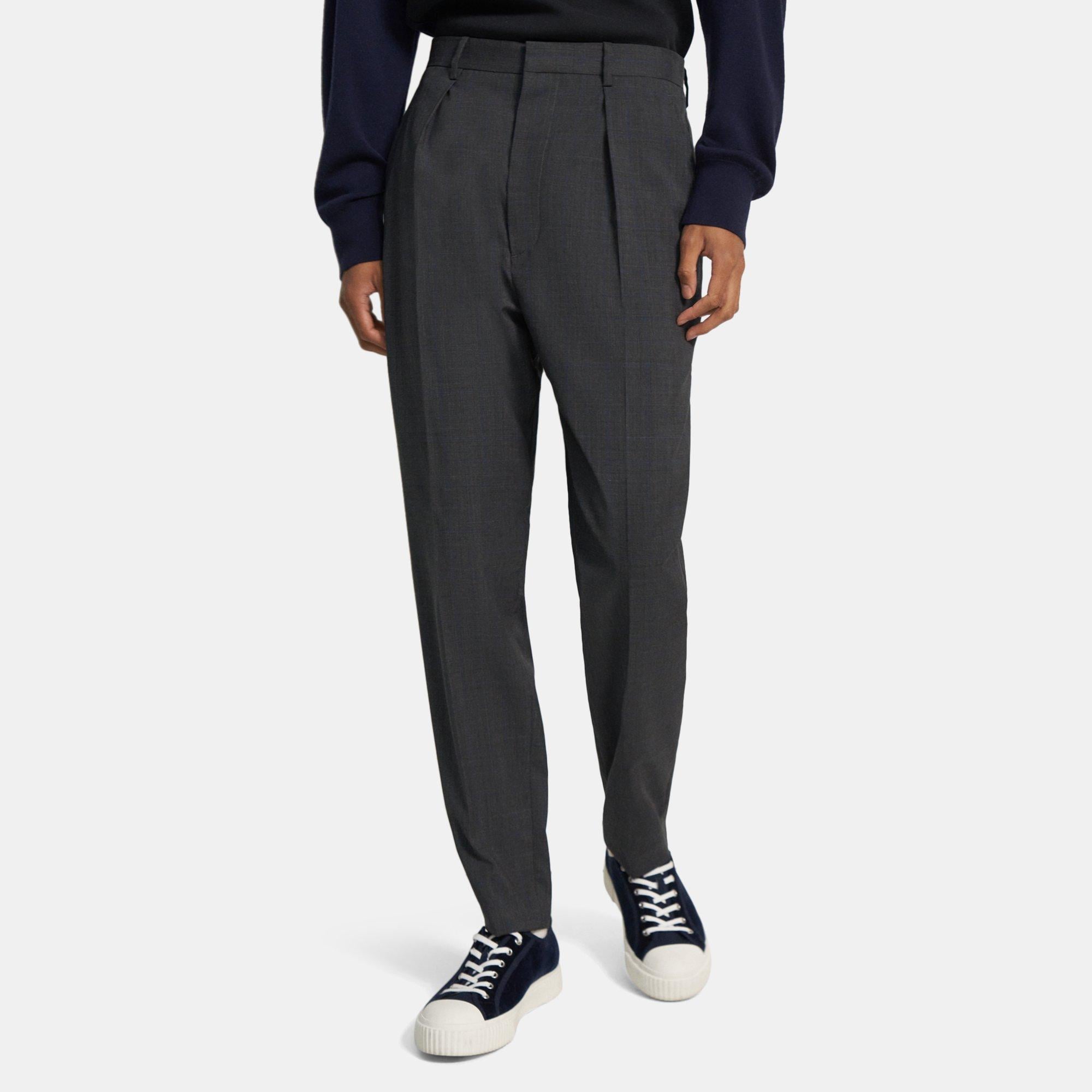 Theory Wool Check Pleated Pant