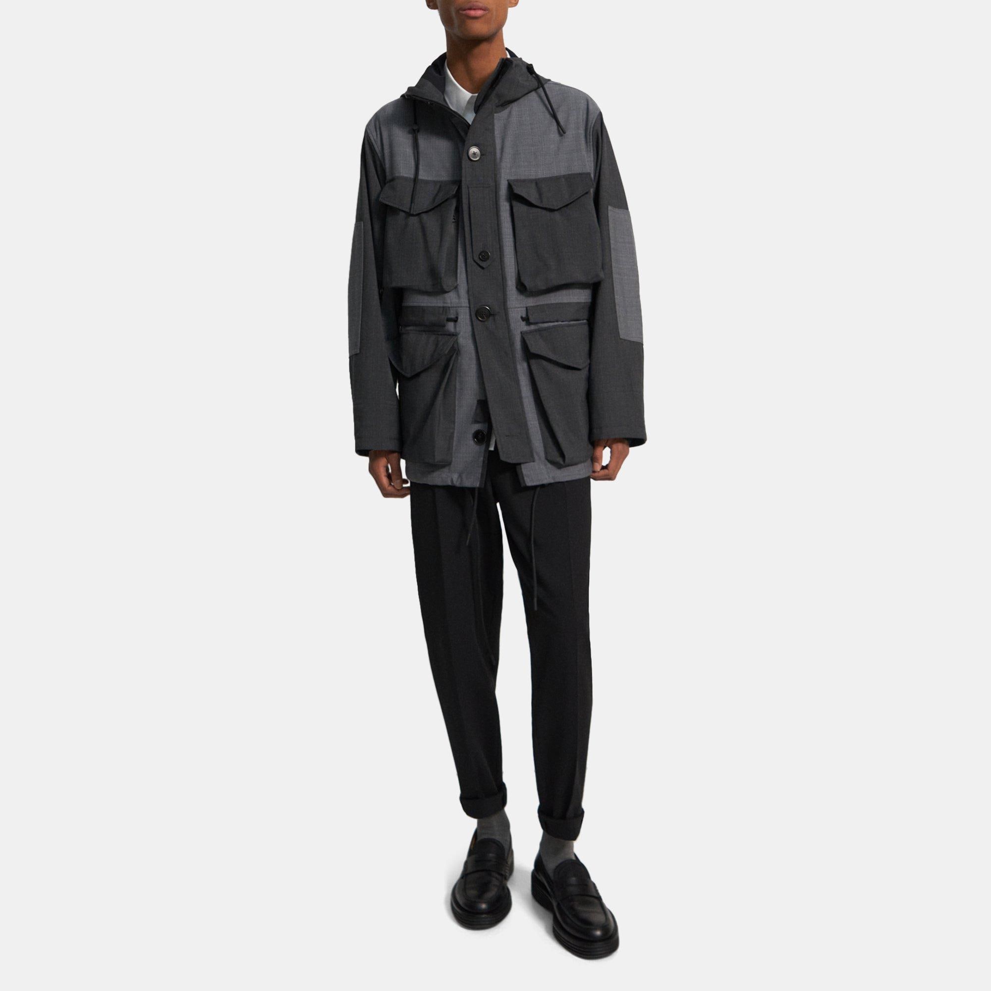 Black Bonded Wool Military Jacket | Theory Project