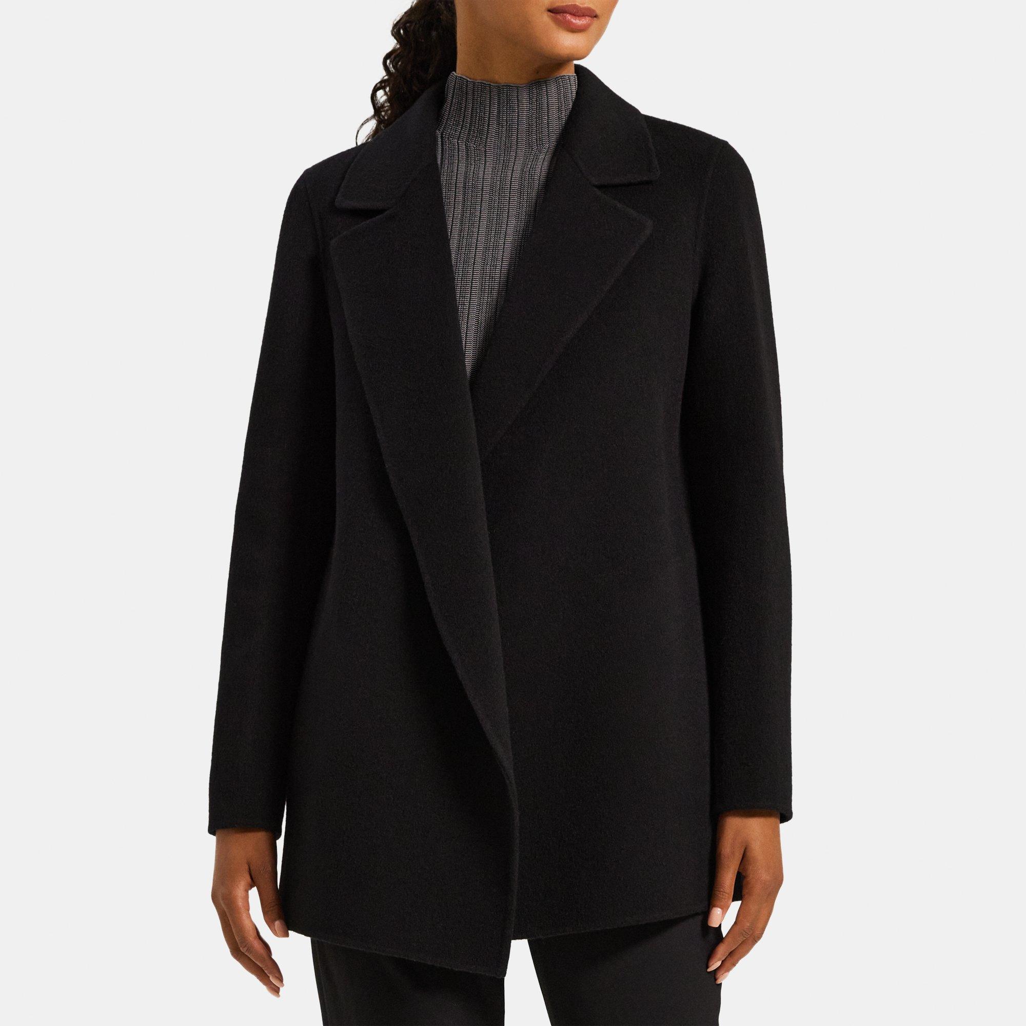 띠어리 Theory Open Front Coat in Double-Face Wool-Cashmere,BLACK