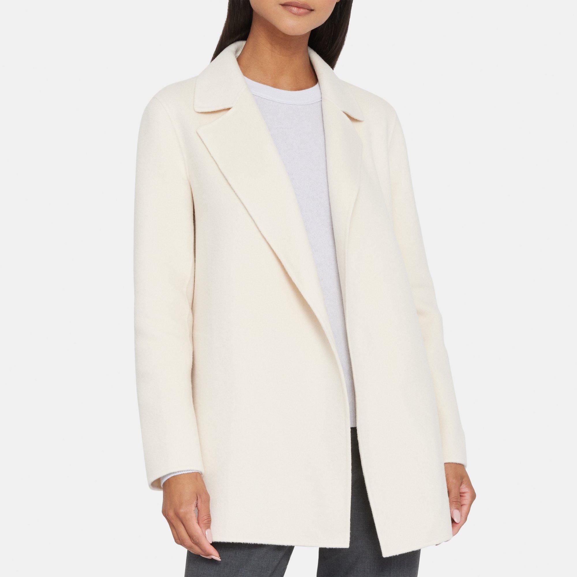 Double-Face Wool-Cashmere Open Front Coat