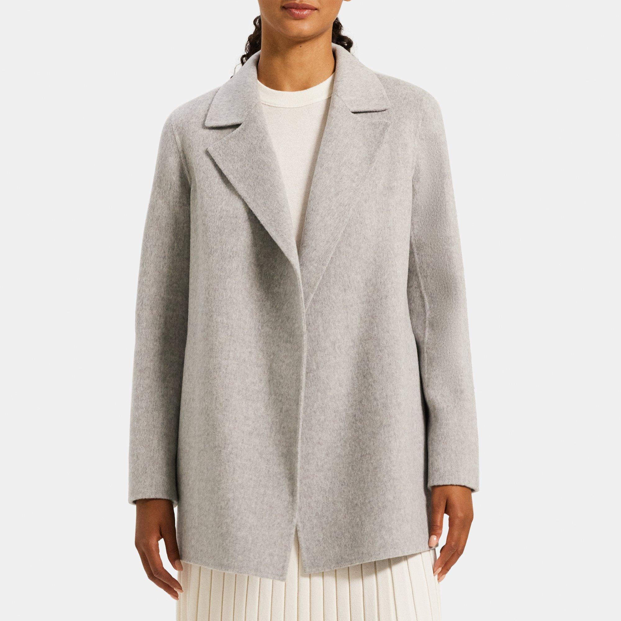 Double-Face Wool-Cashmere Open Front Coat | Theory Outlet