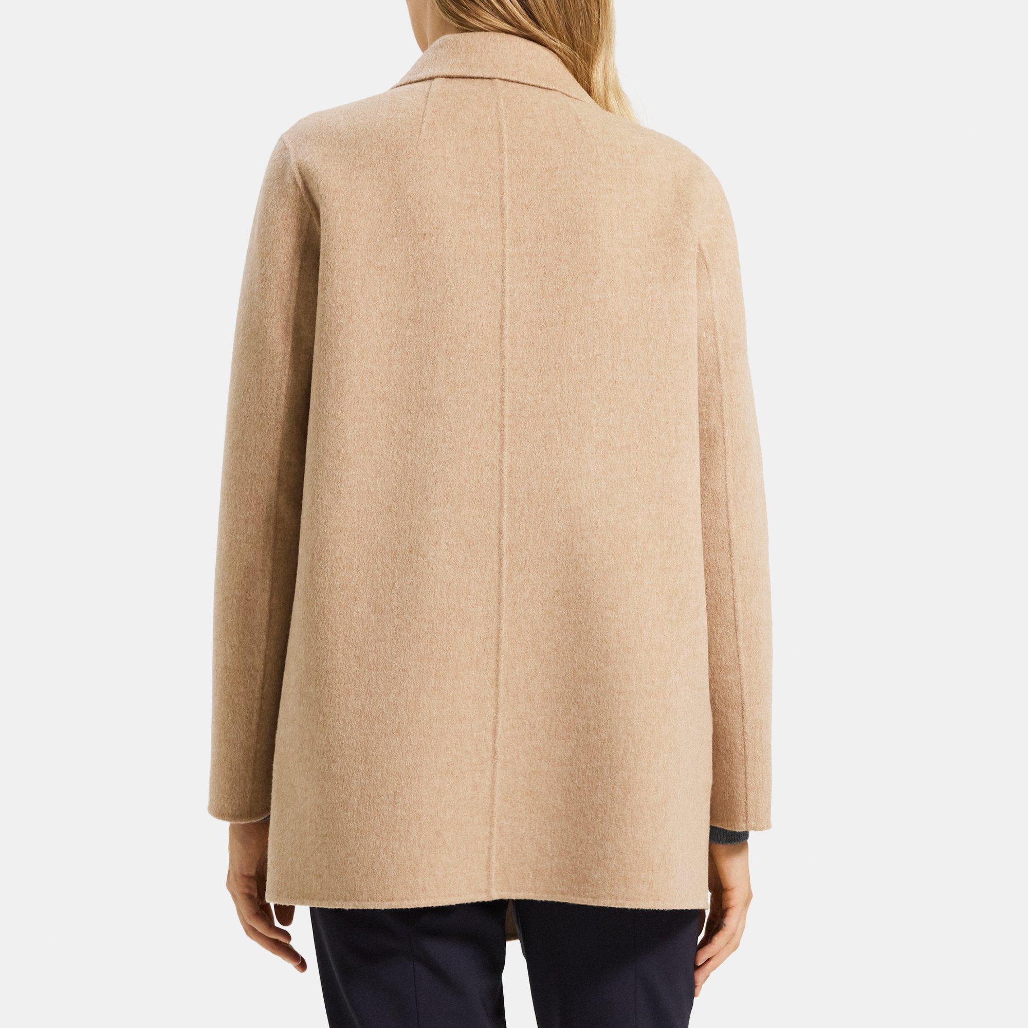 Double-Face Wool-Cashmere Open Front Coat