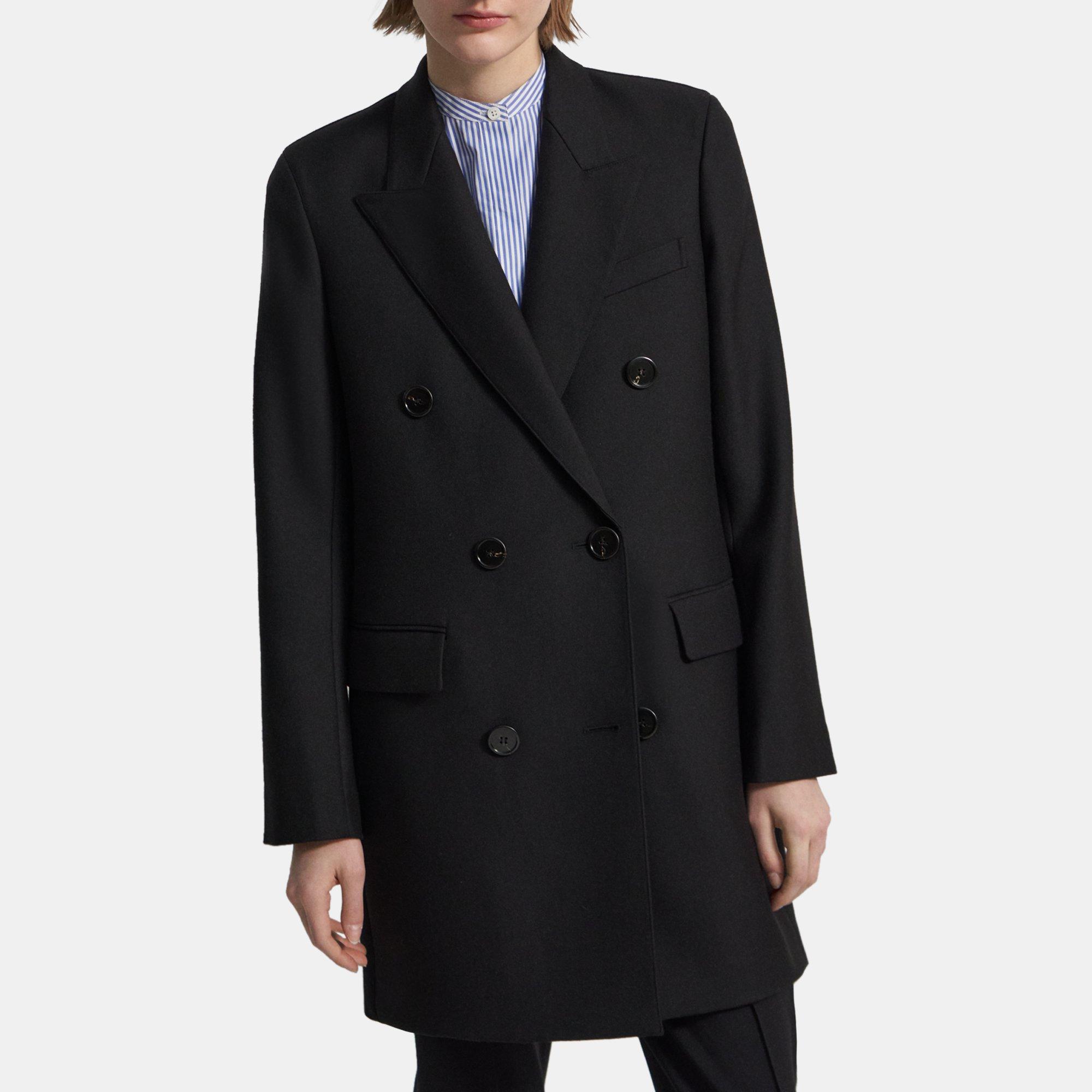 Black double store breasted wool coat