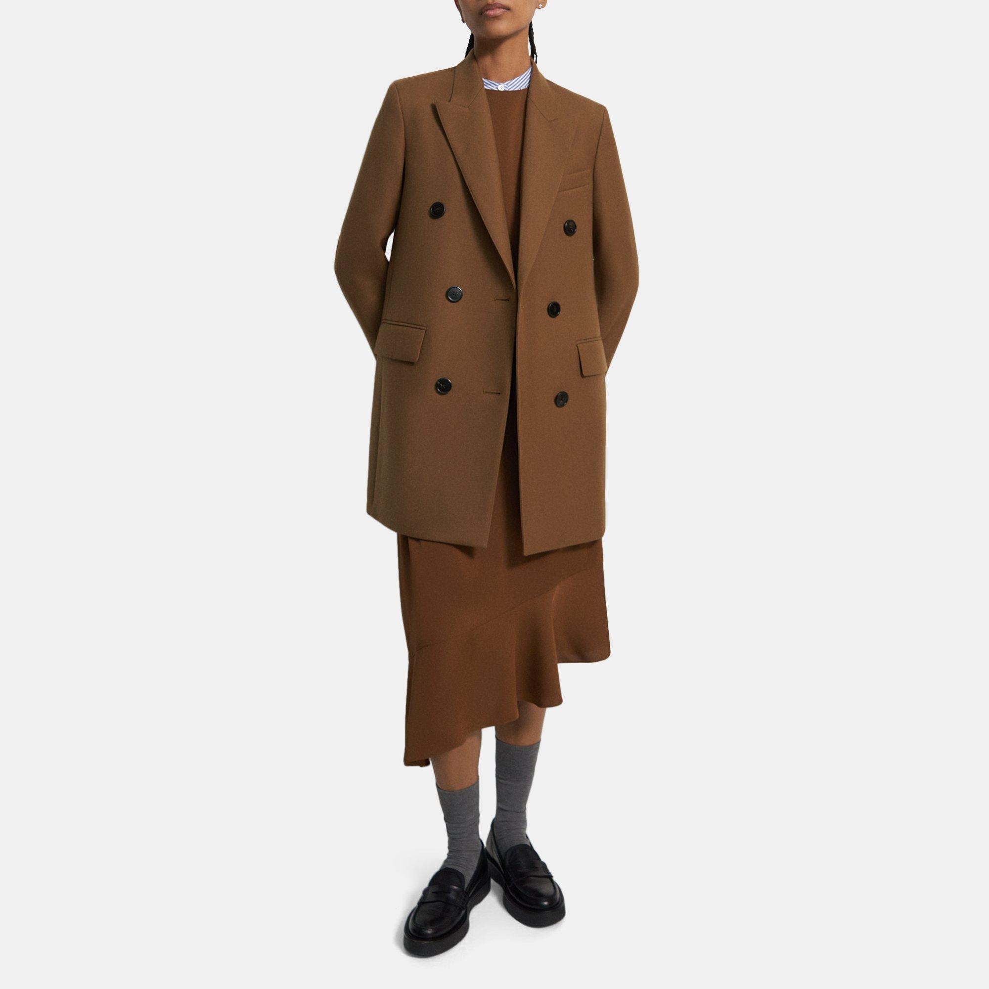 띠어리 Theory Double-Breasted Bonded Wool Coat,BRASS