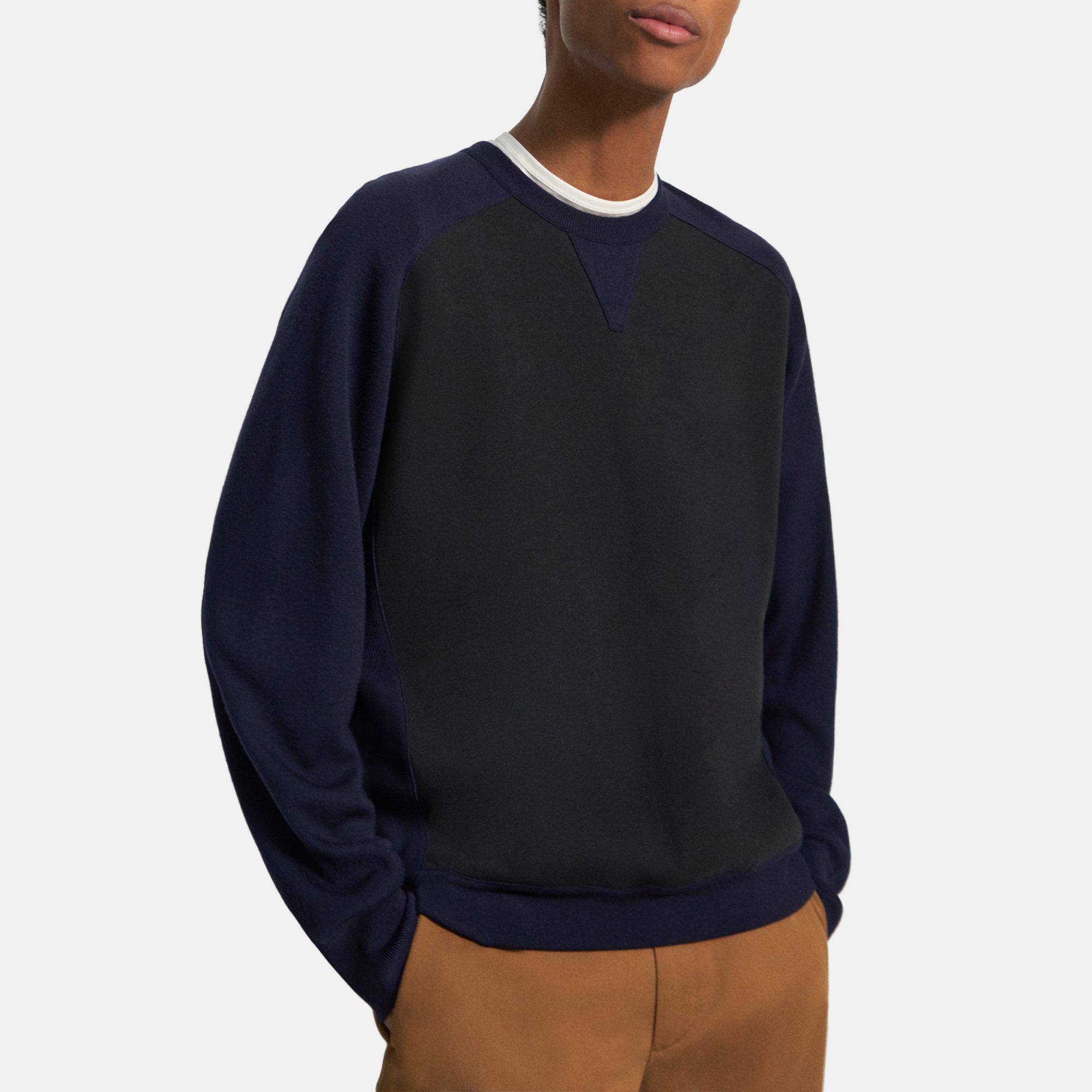 띠어리 Theory Knit Combo Sweatshirt,DEEP NAVY/BLACK