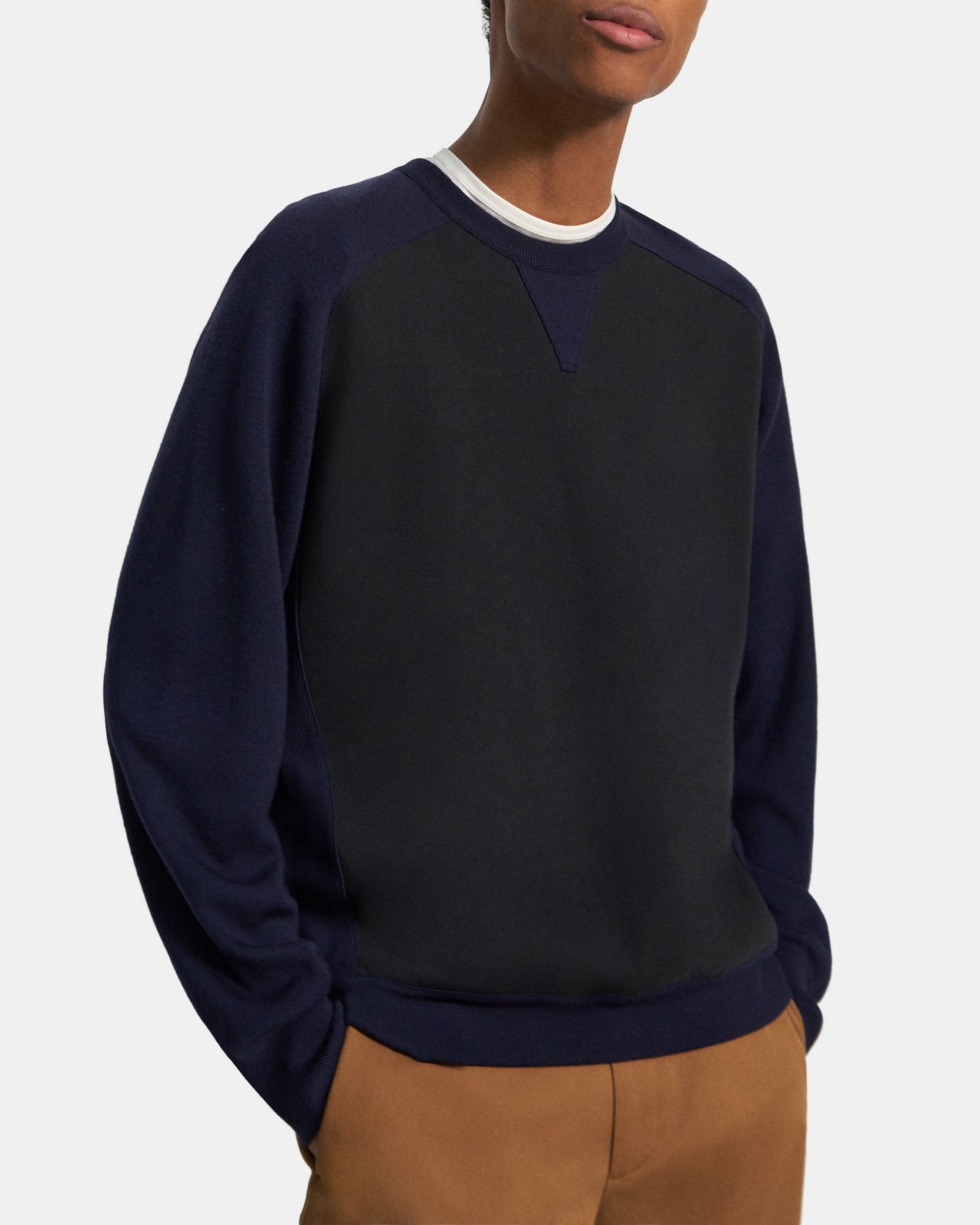 띠어리 Theory Knit Combo Sweatshirt,DEEP NAVY/BLACK