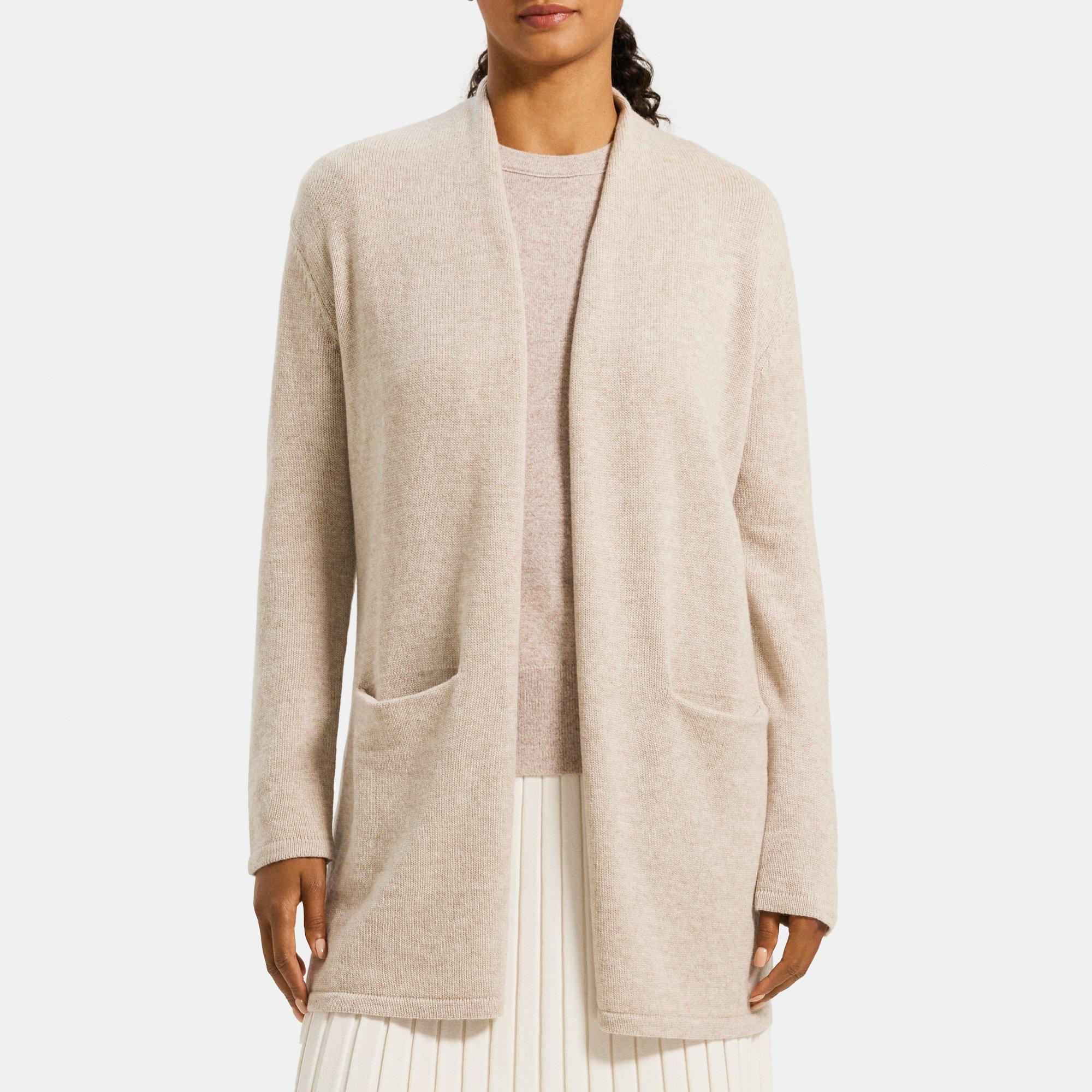 Cashmere Merino Long Sleeve Open Front Cardigan